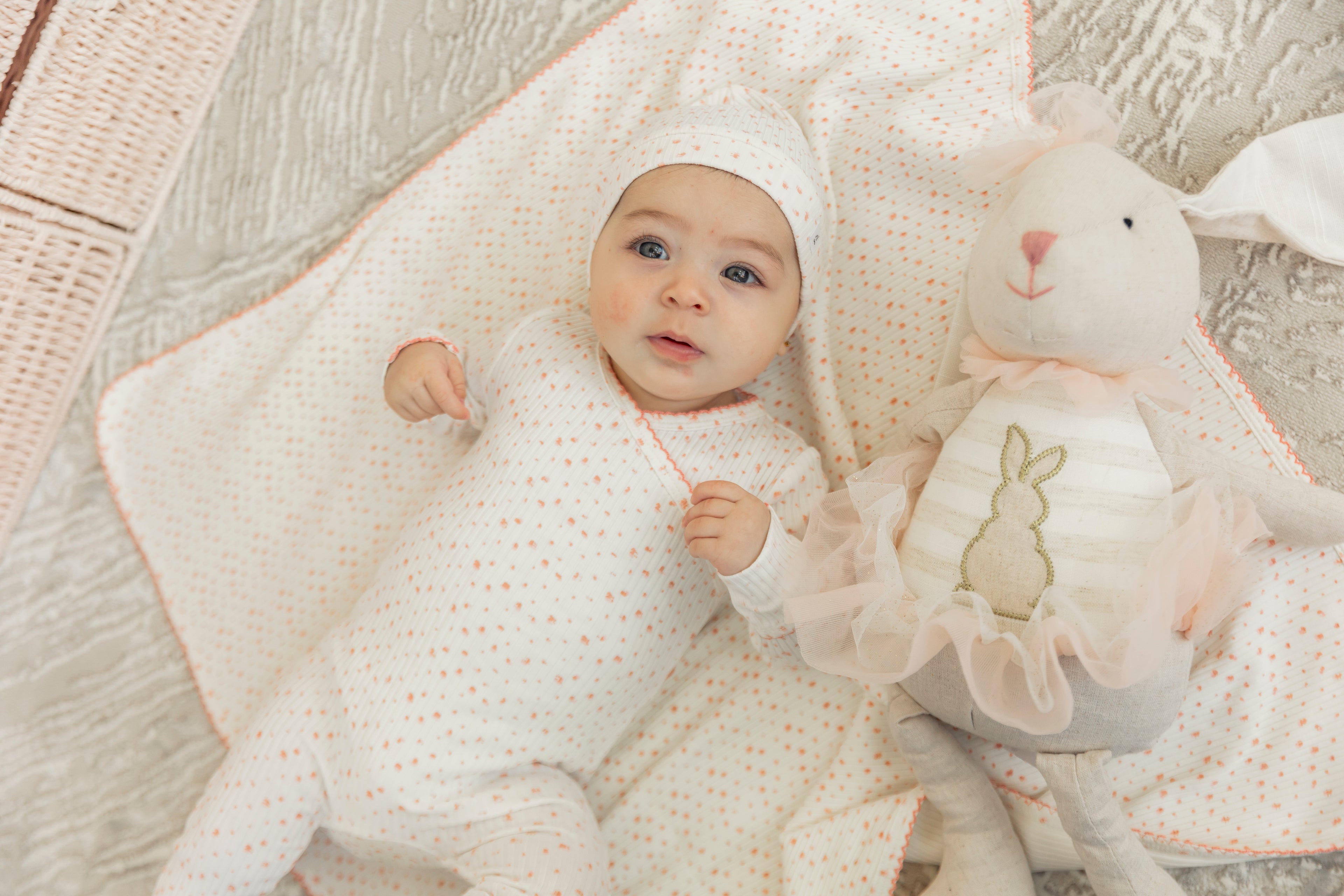 Flower and Dot Print Blanket in by Little Fragile