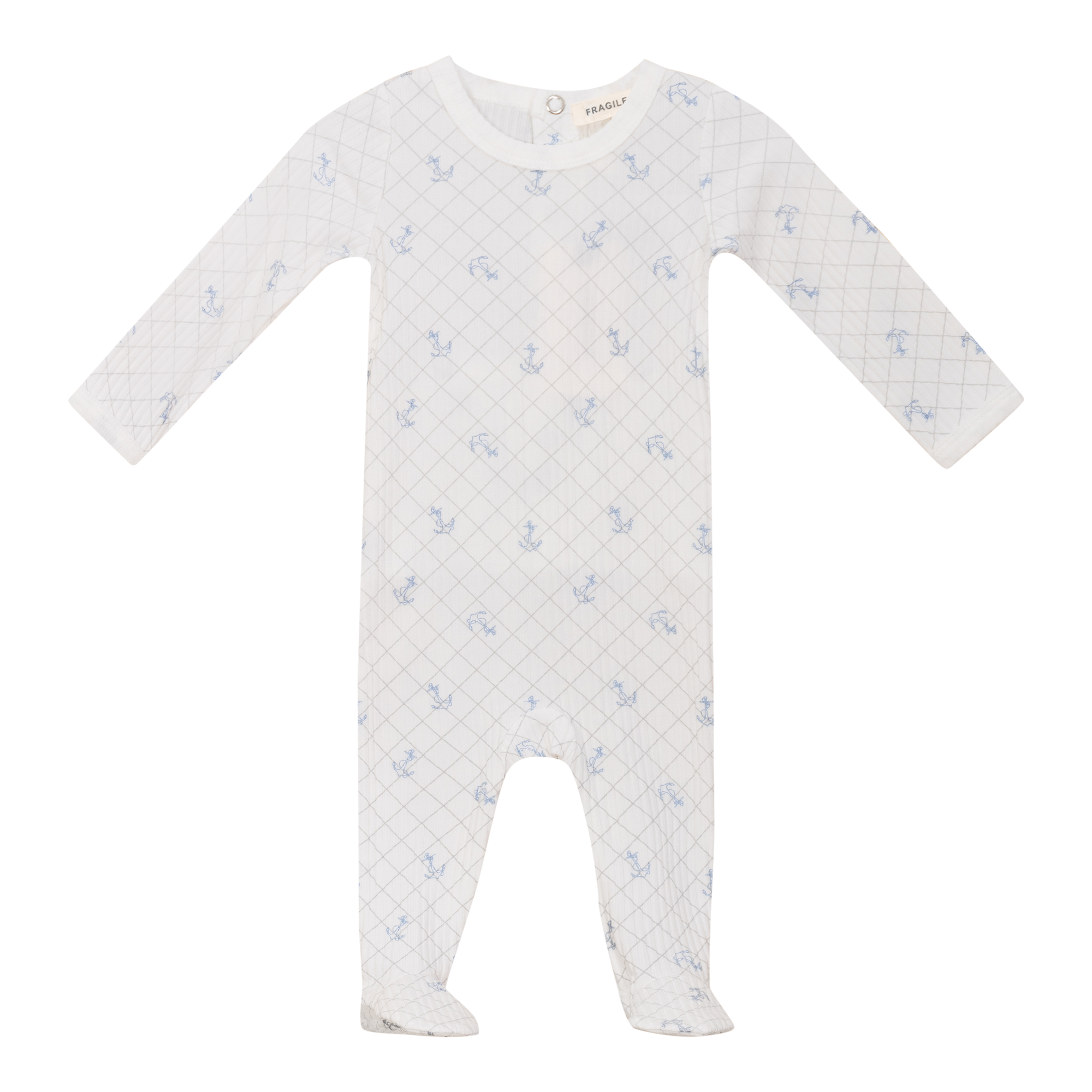 Mesh Print Onesie in White River Blue 3 Months by Fragile