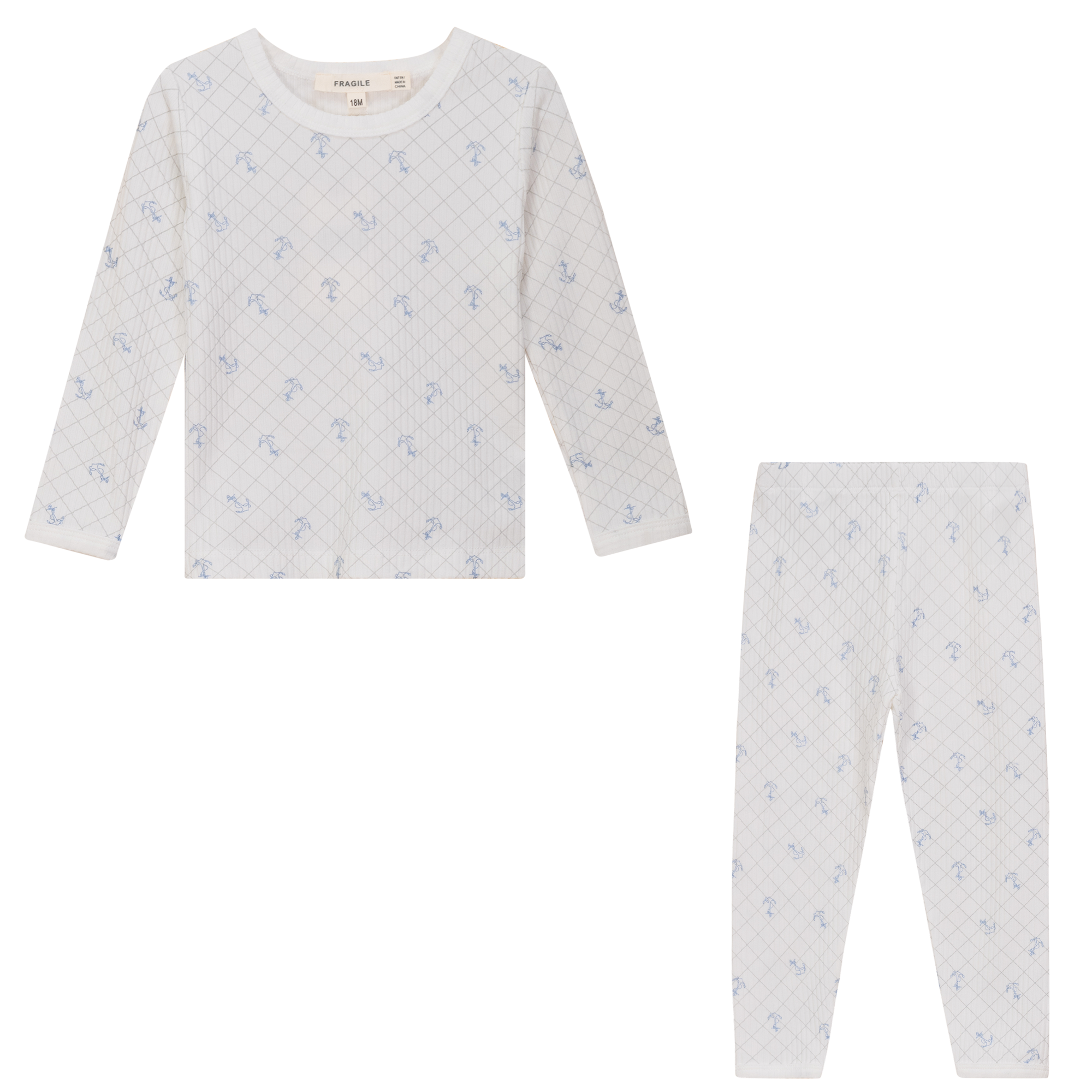 Mesh Print 2Pc Set in White River Blue by Fragile