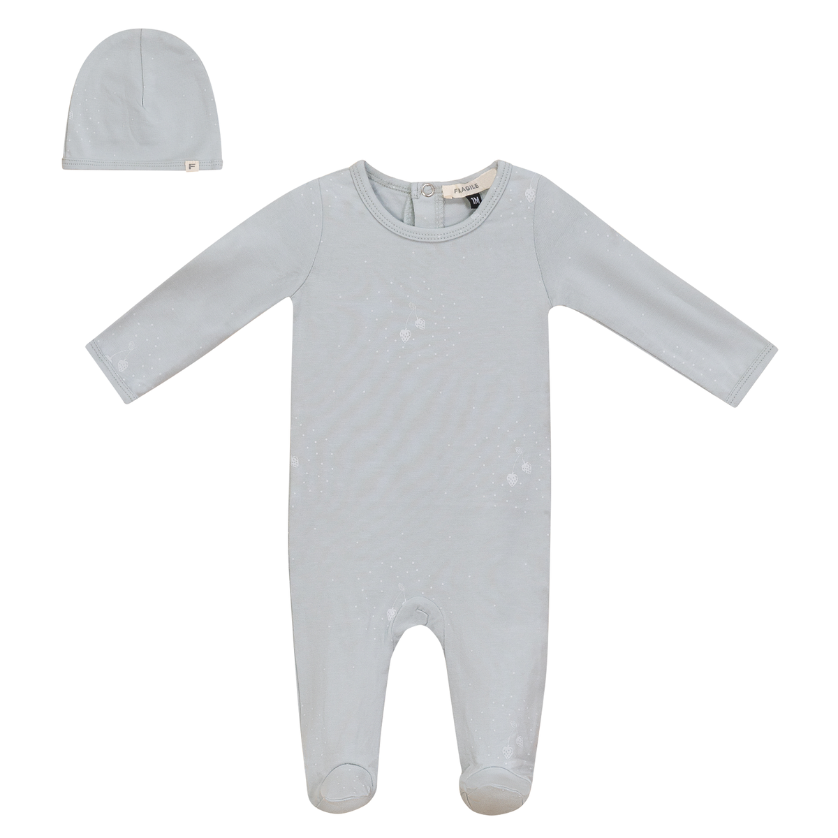 Strawberry and Dot Print Onesie Set in Skylight by Fragile