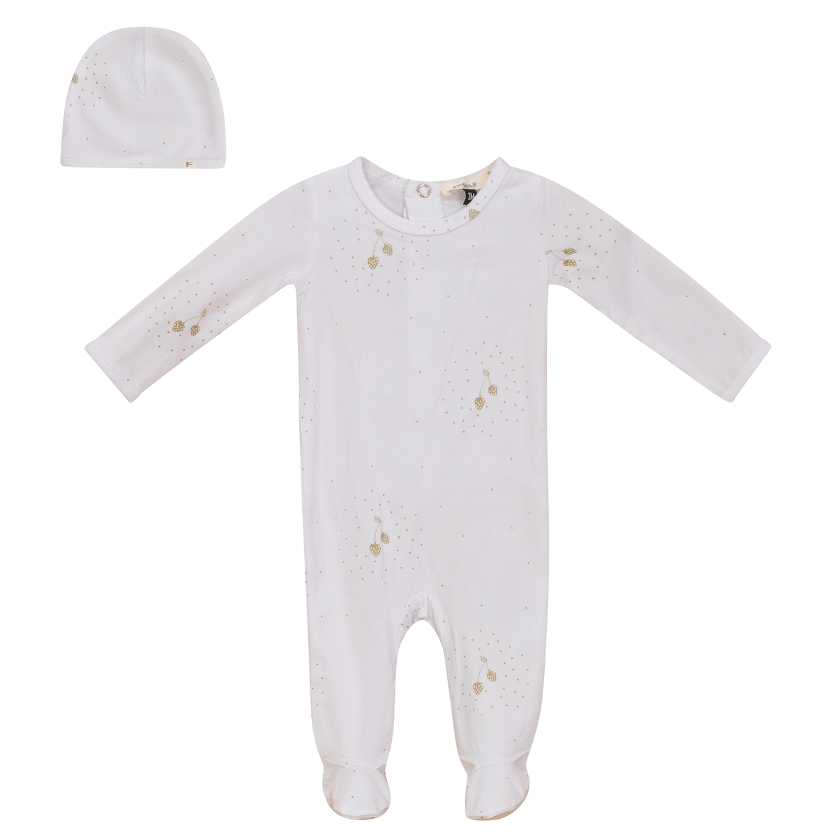 Strawberry and Dot Print Onesie Set in White by Fragile