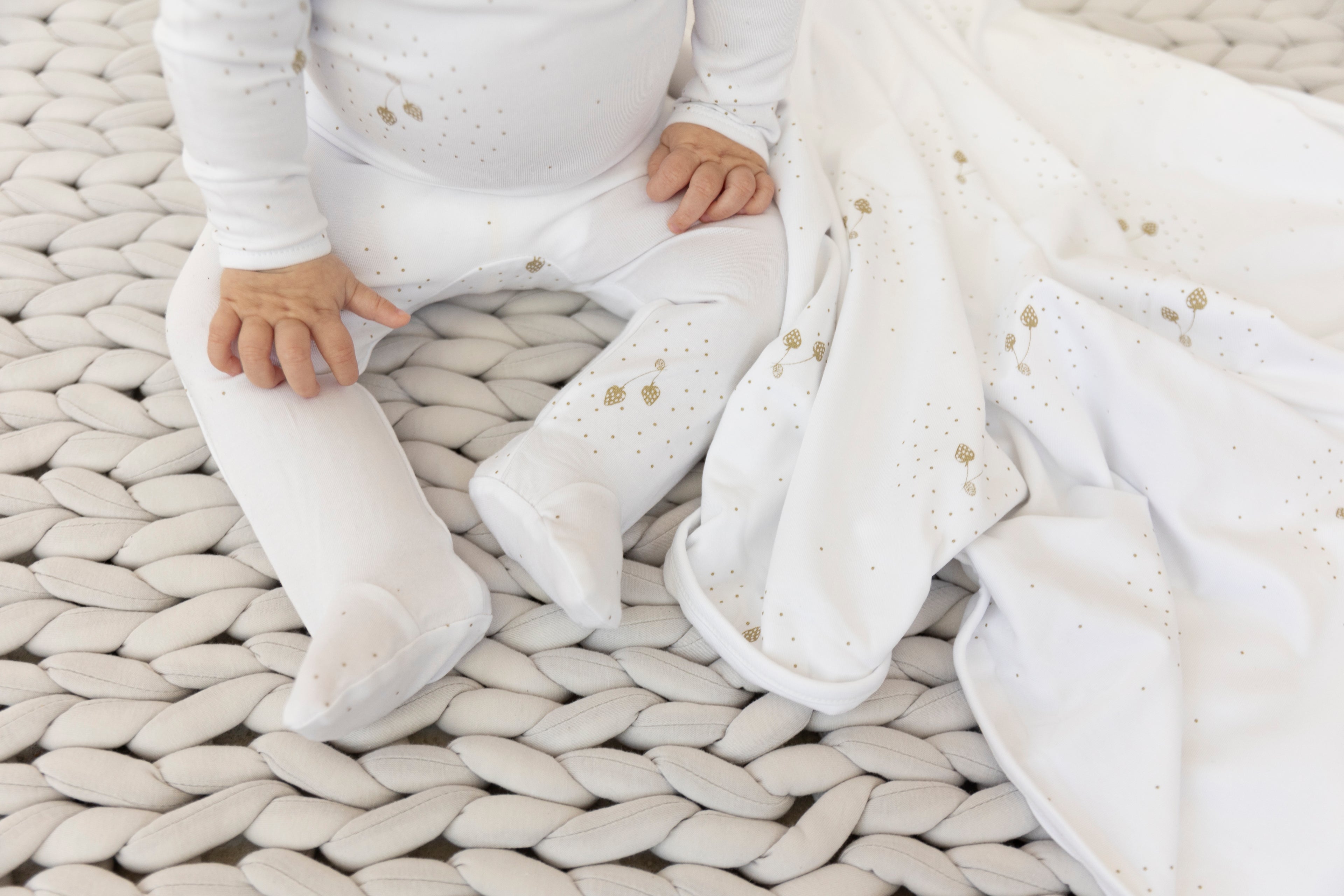 Strawberry and Dot Print Blanket in by Fragile