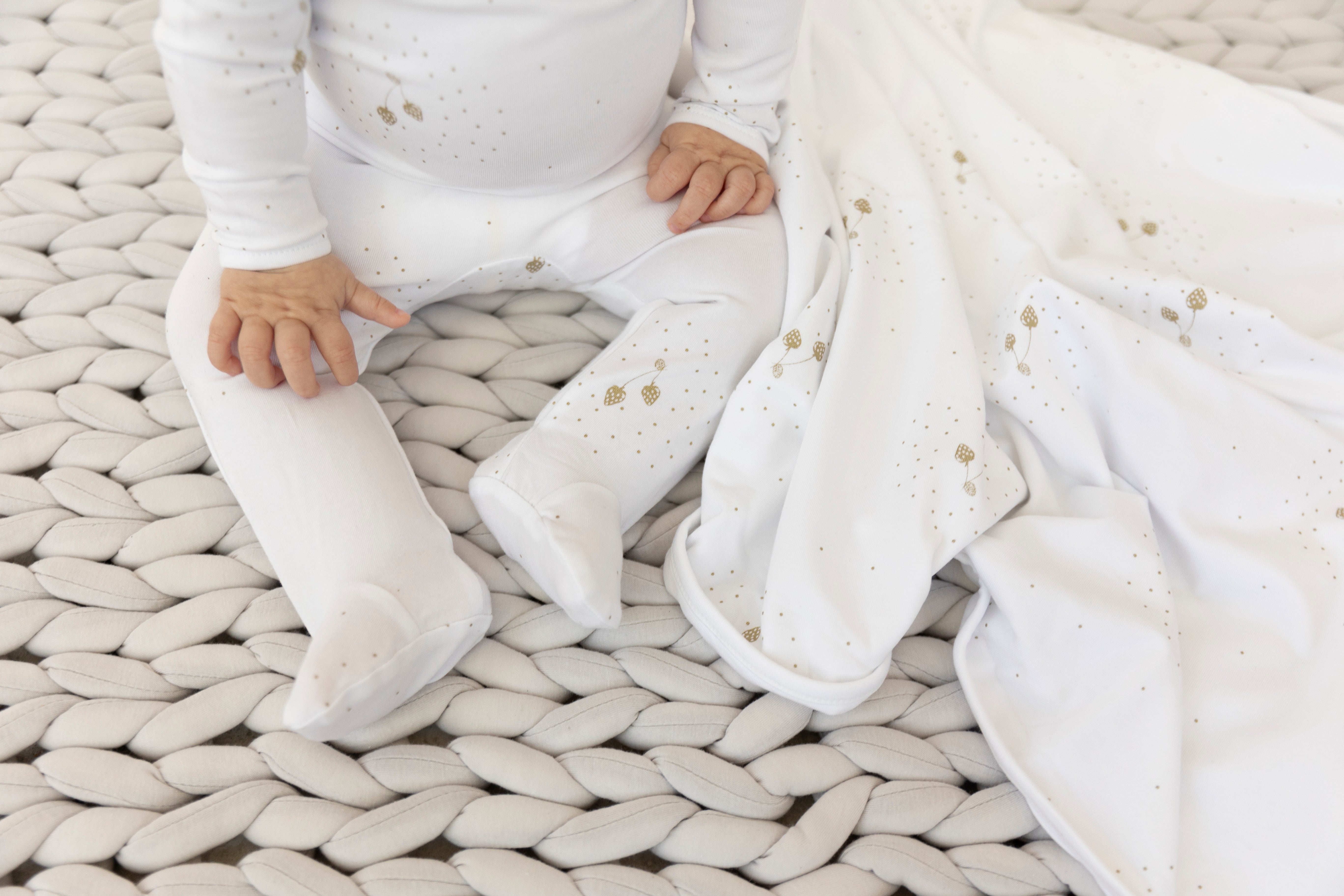Strawberry and Dot Print Blanket in by Fragile