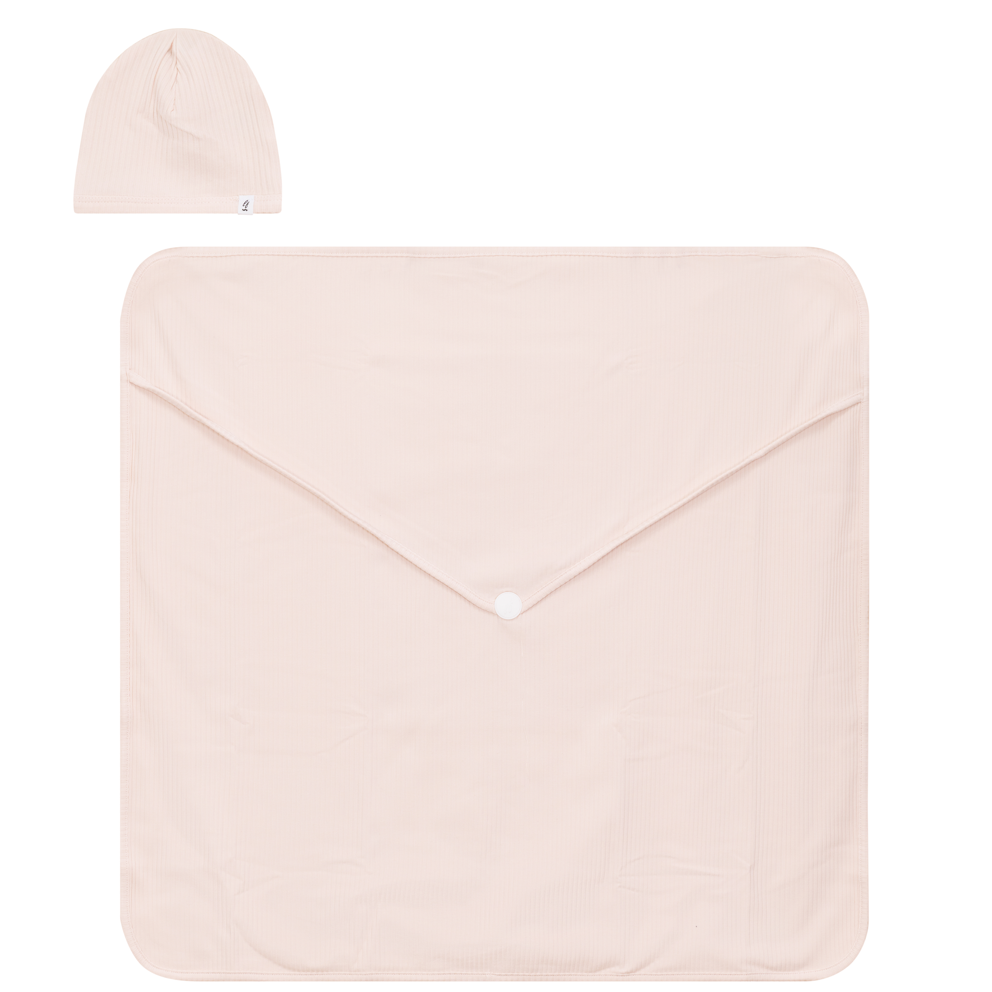 Ribbed Blanket and Hat Set in Powder Pink One Size by Little Fragile