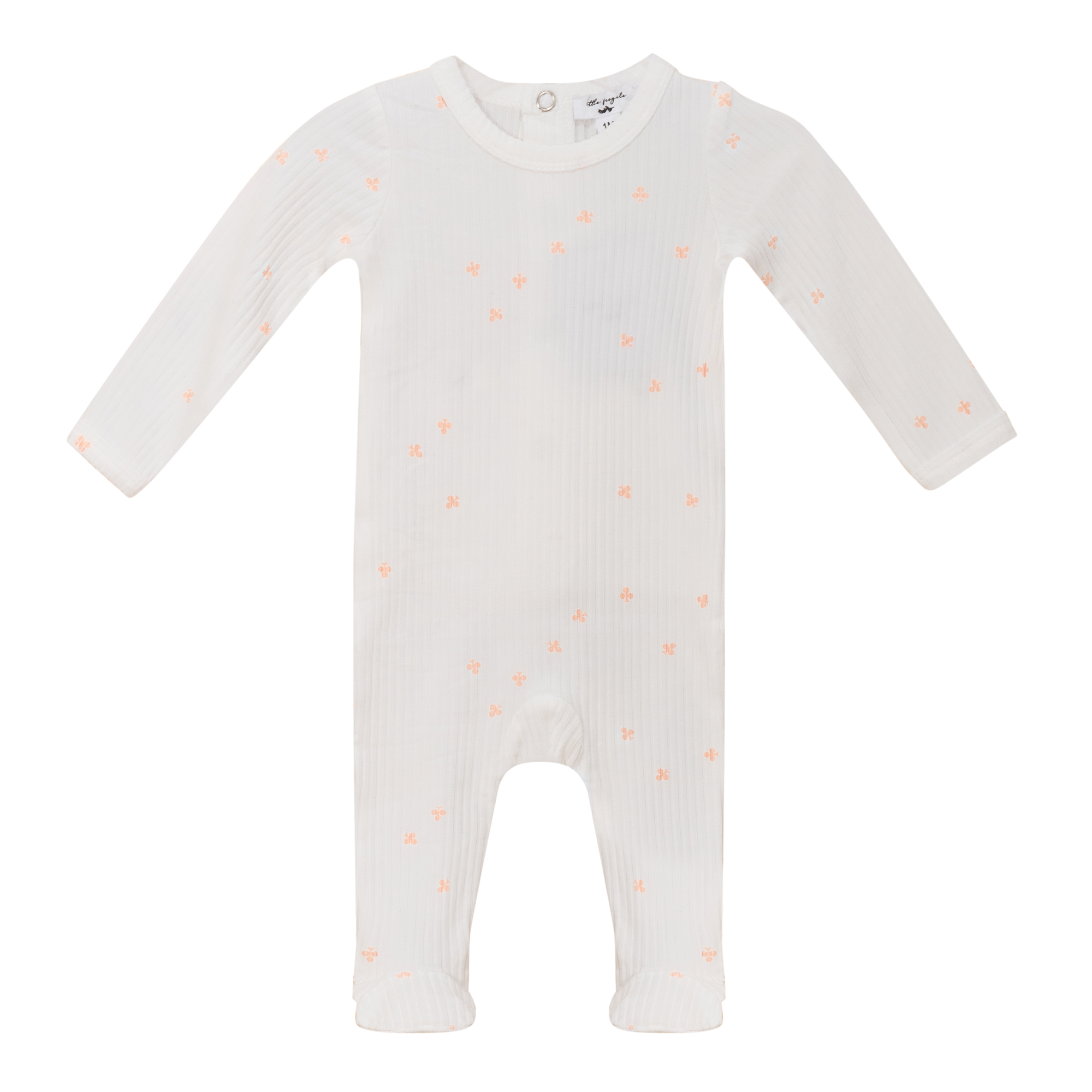 Clover Print Onesie in White Rose Bud by Little Fragile