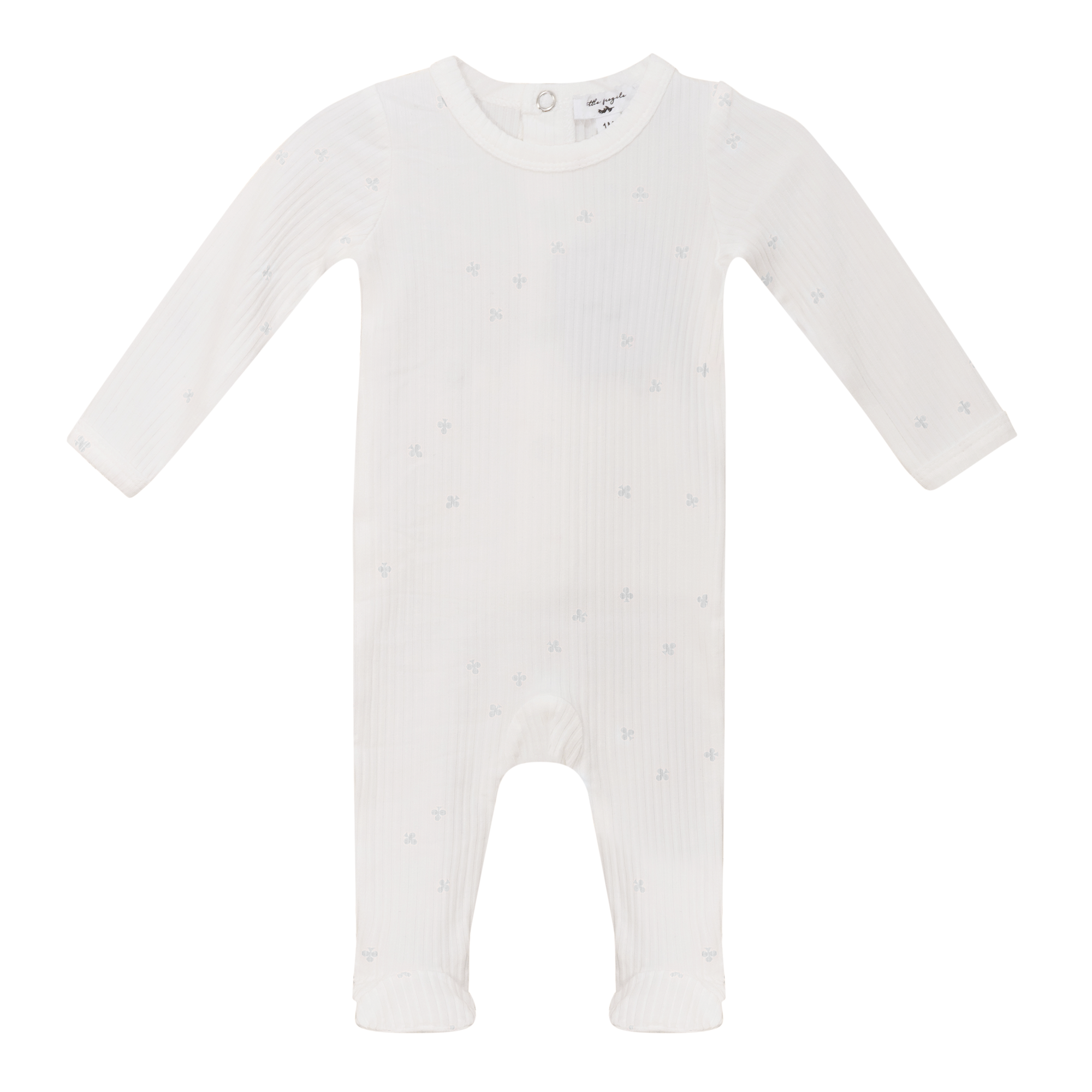 Clover Print Onesie in White Sky Light by Little Fragile