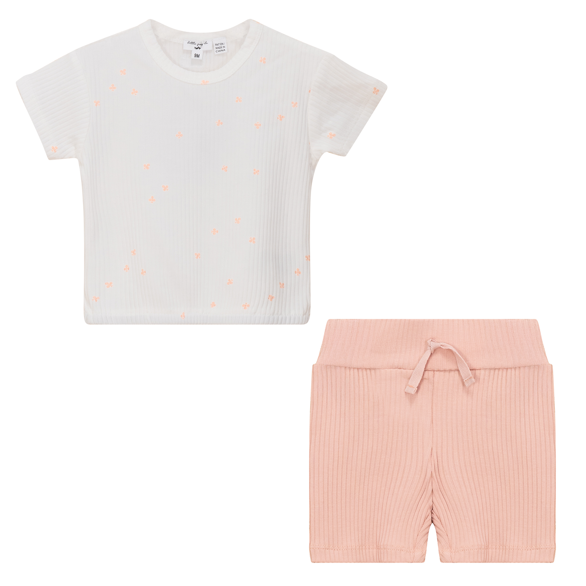 Clover Print Shorts Set in Rosebud by Little Fragile