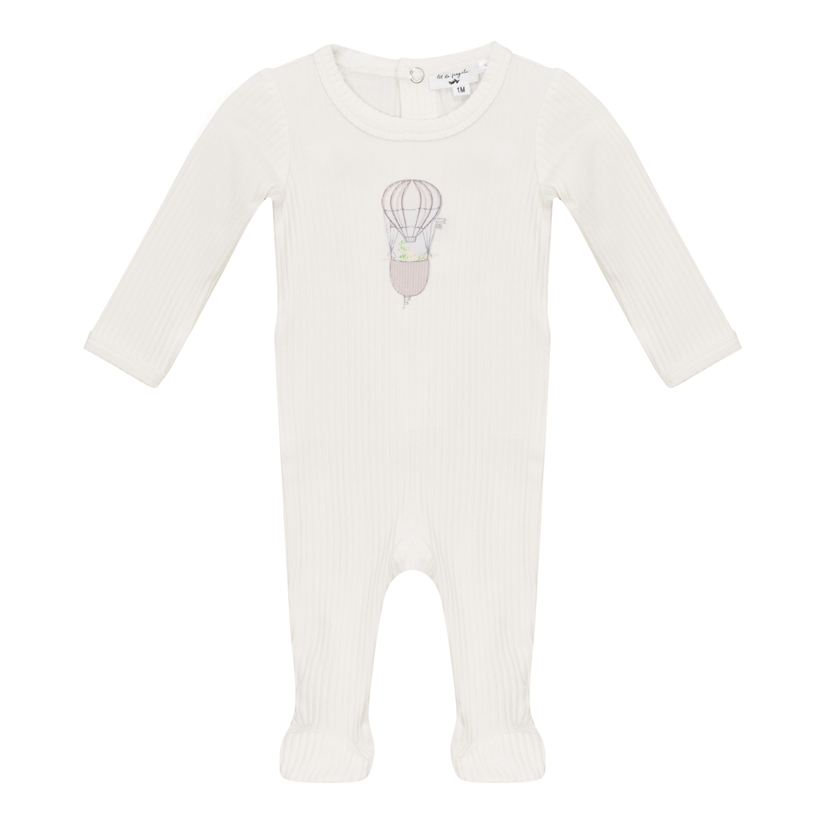 Air Balloon Print Onesie in White by Little Fragile