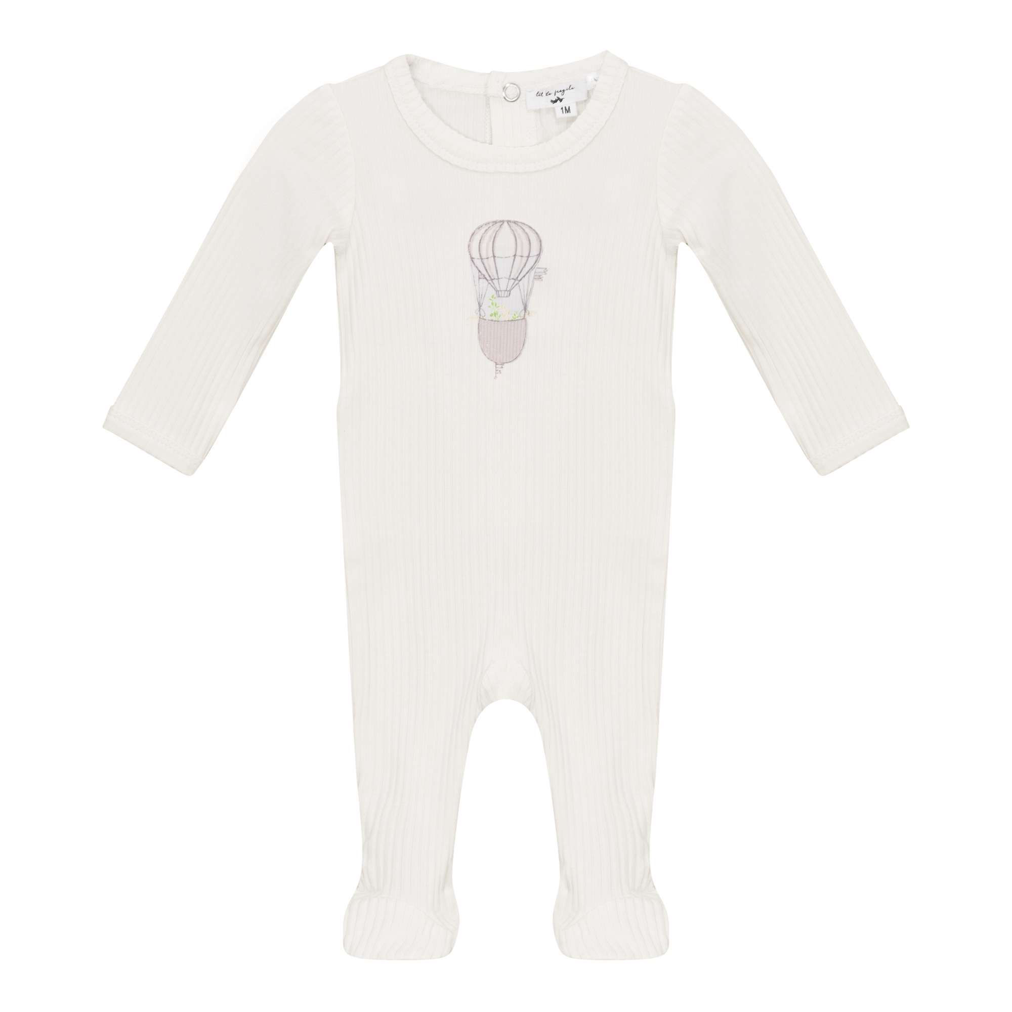 Air Balloon Print Onesie in White by Little Fragile