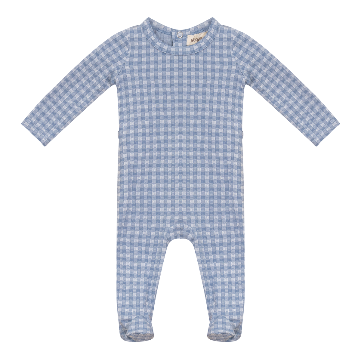 Plaid Stretch Onesie in Denim 3 Months by Mocha