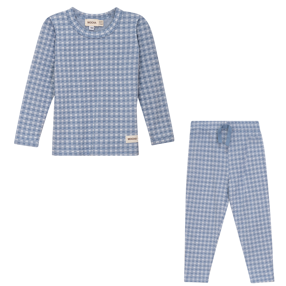 Plaid Stretch 2Pc Set in Denim by Mocha