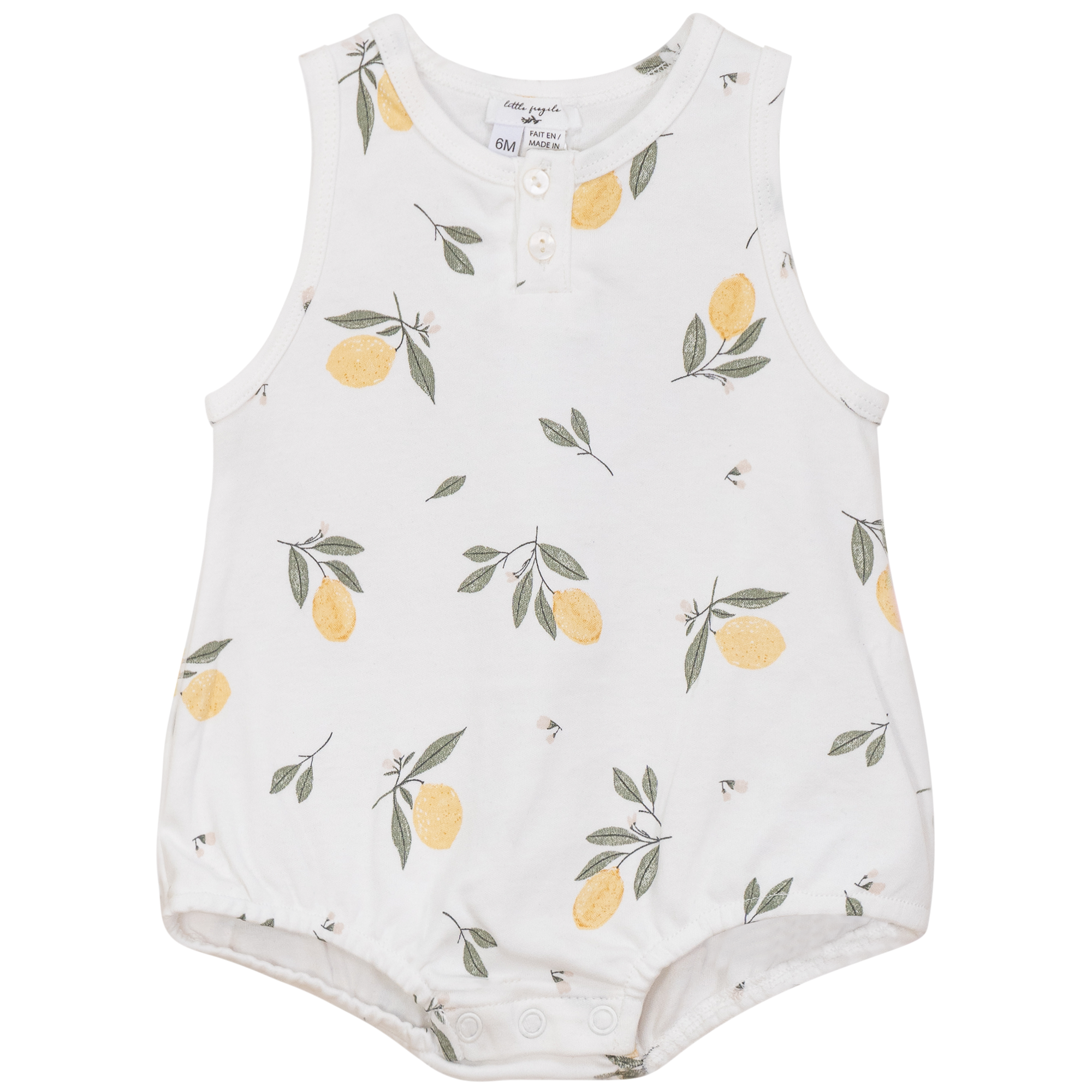 Pastel Print Romper in White Yellow by Little Fragile