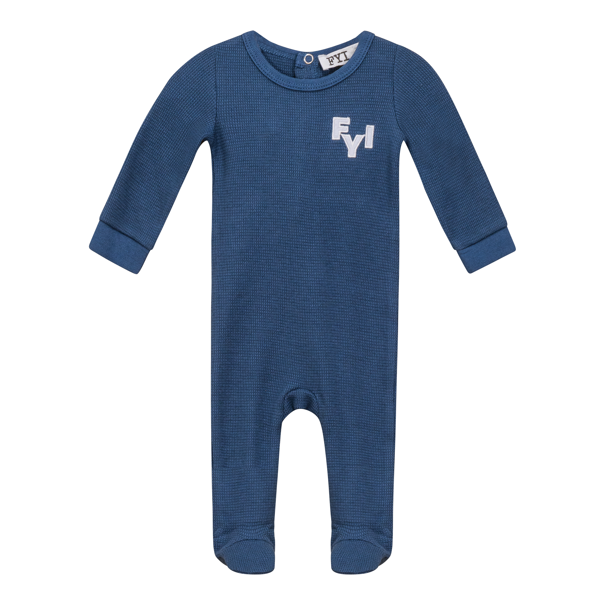 Waffle Square Textured Onesie in Denim 3 Months by FYI