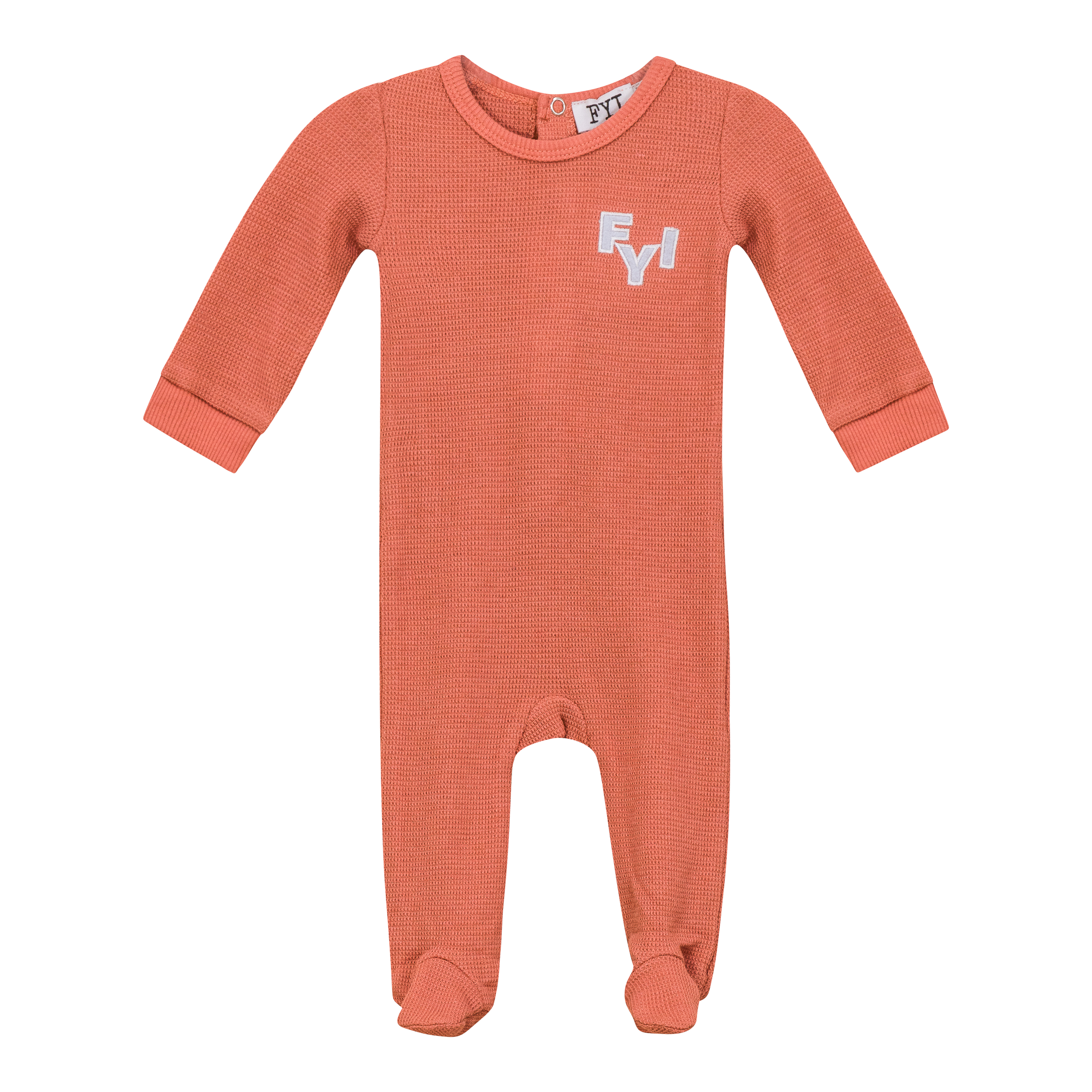 Waffle Square Textured Onesie in Ginger 3 Months by FYI