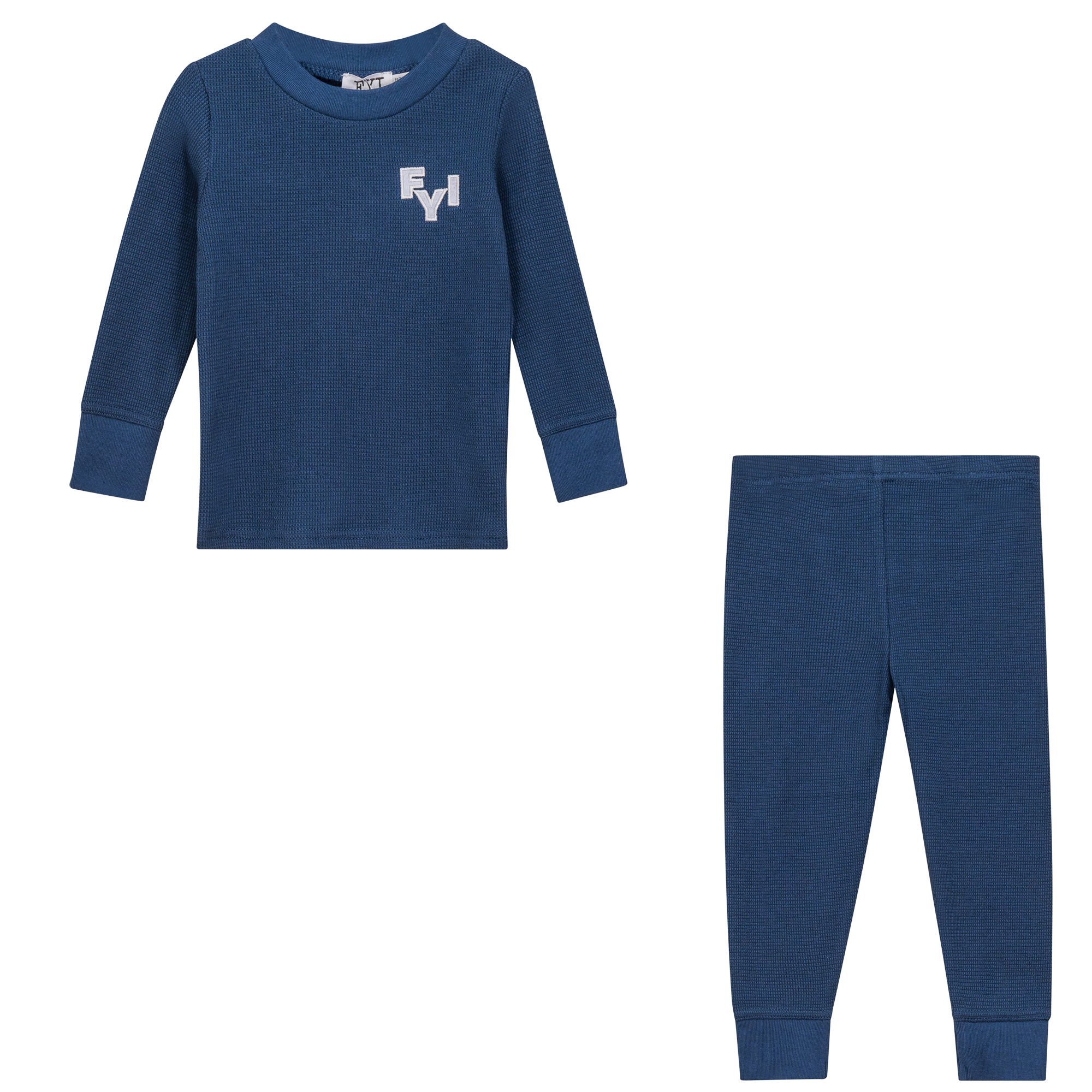 Waffle Square Textured 2Pc Set in Denim by FYI