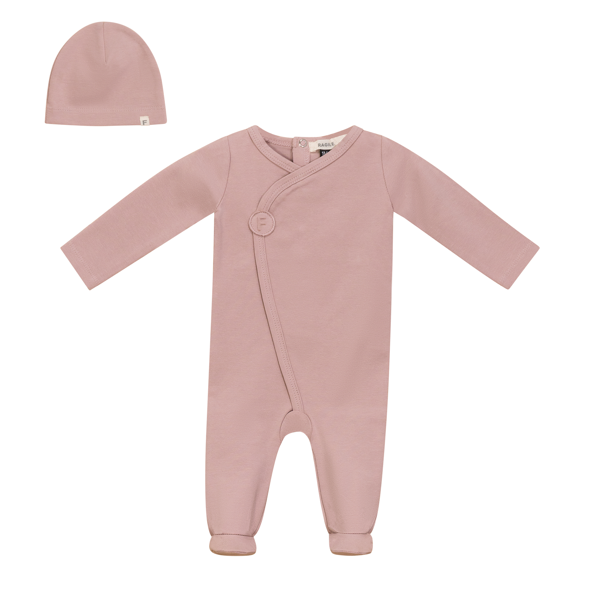 Cotton Onesie Set in Mauve by Fragile
