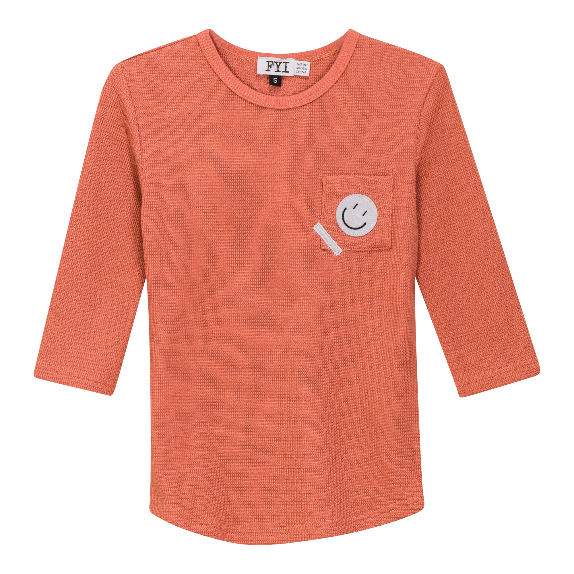 Square Textured Top in Ginger by FYI