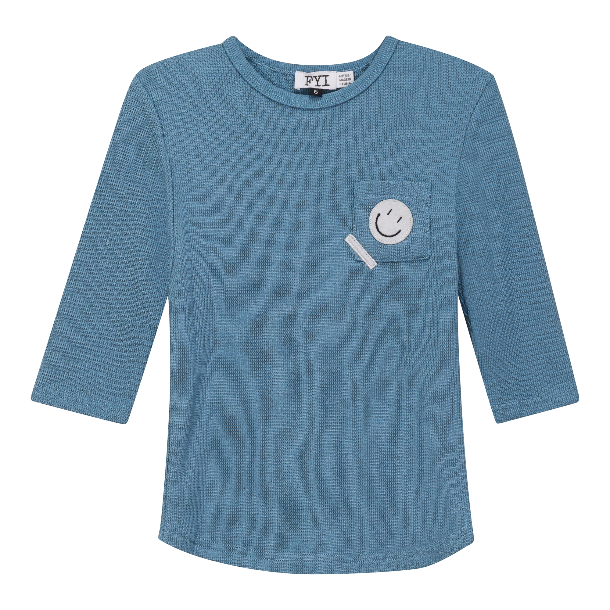 Square Textured Top in Shadow Blue by FYI