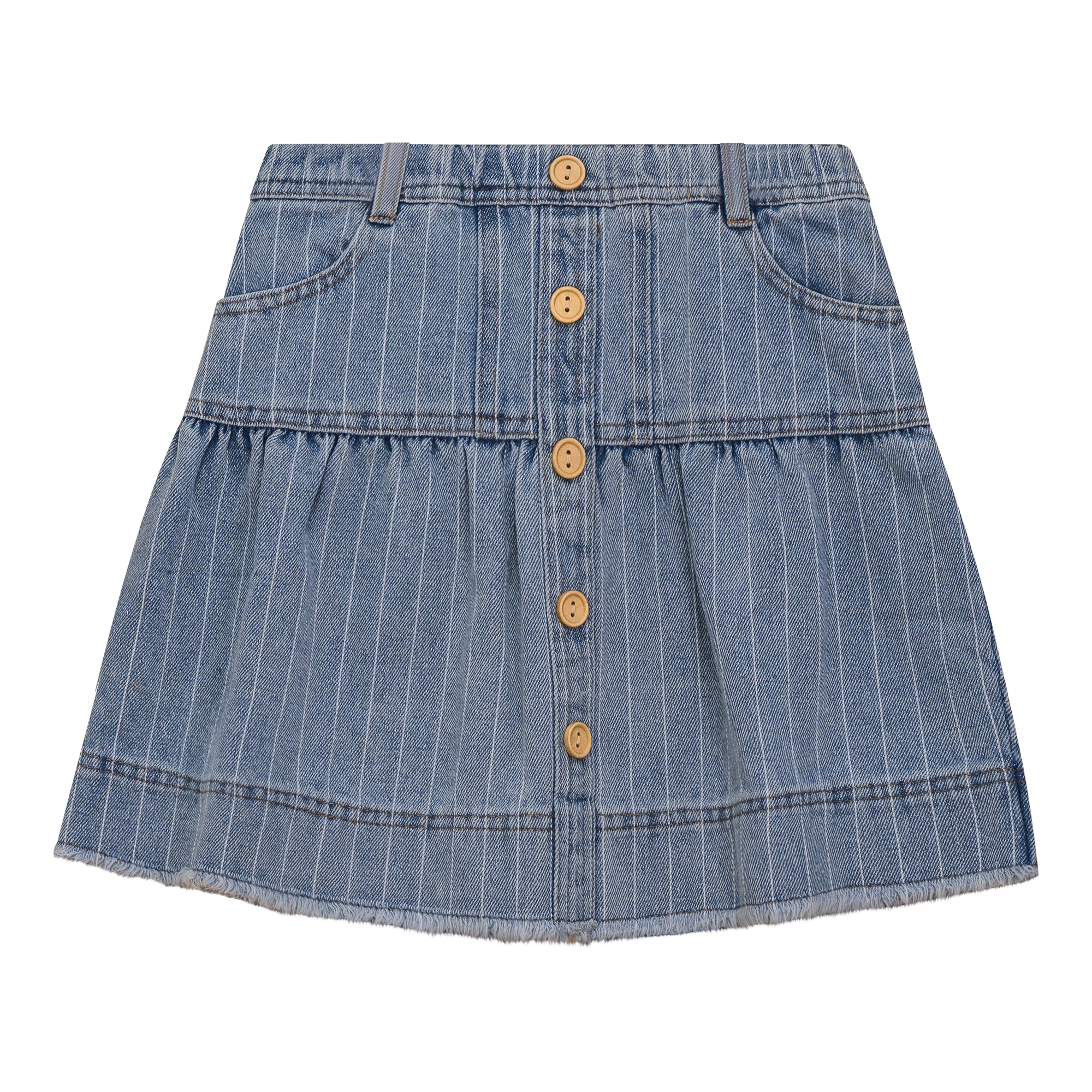 Striped Denim Skirt in Light Denim by FYI