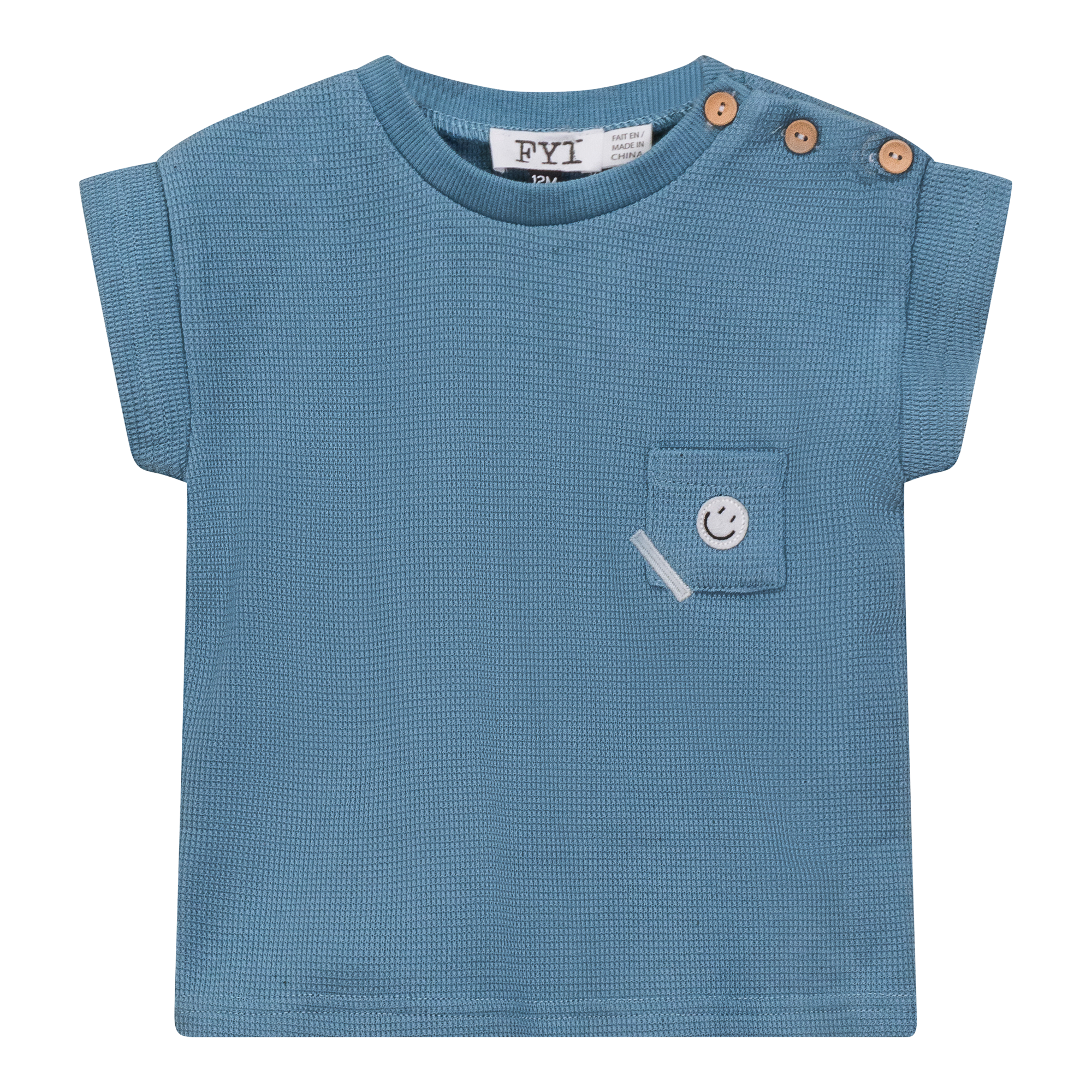 Square Textured Top in Shadow Blue by FYI