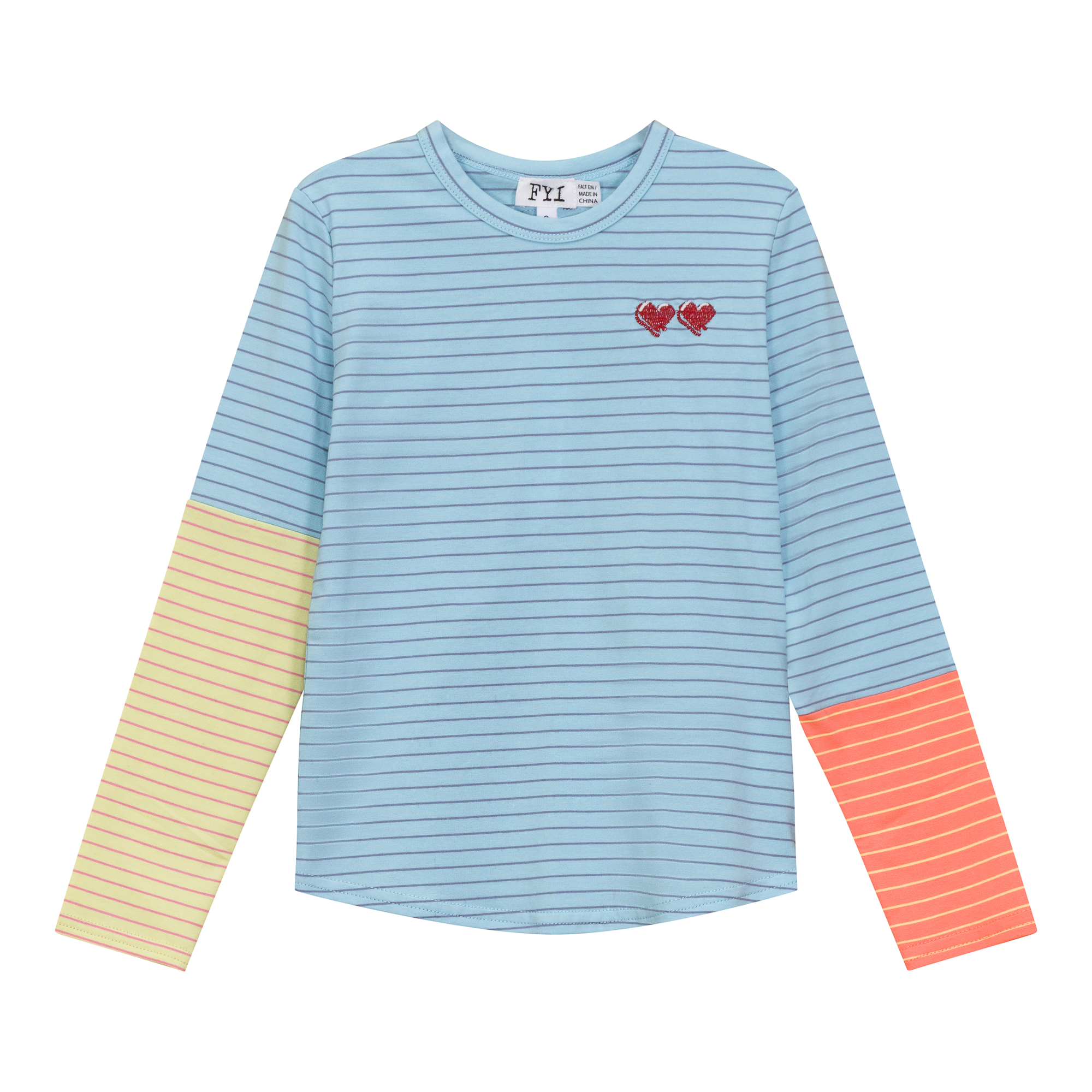 Heart Embroiderd Stripe Top in Blue by FYI
