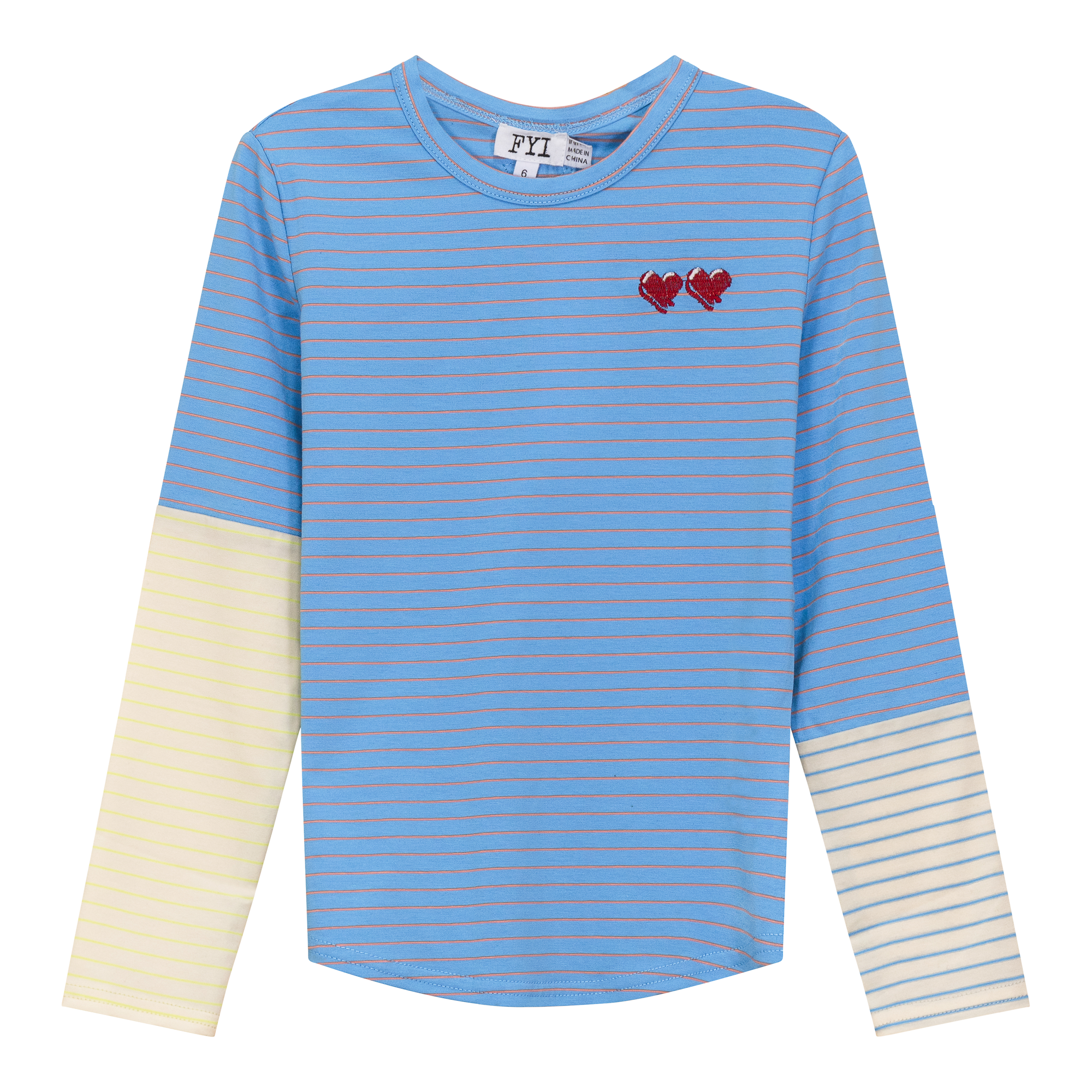 Heart Embroiderd Stripe Top in Ocean by FYI
