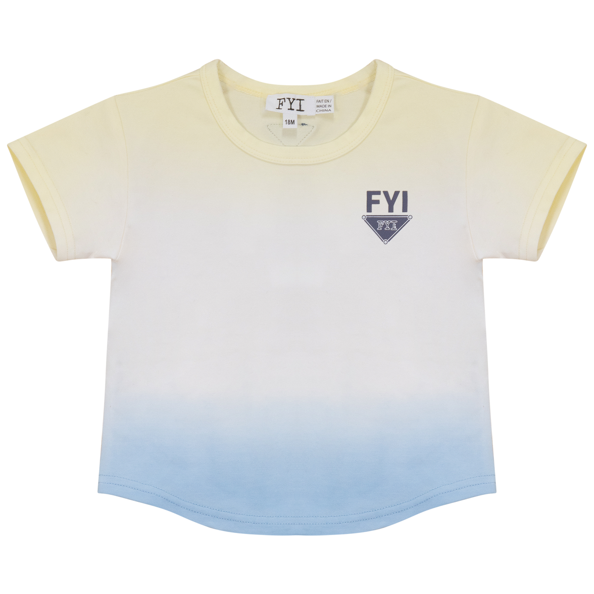 Dip Dye Tshirt in Pale Yellow White Pale Denim by FYI