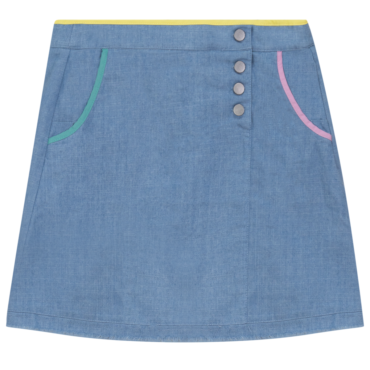 Woven Denim A-Line Skirt in Light Denim by FYI