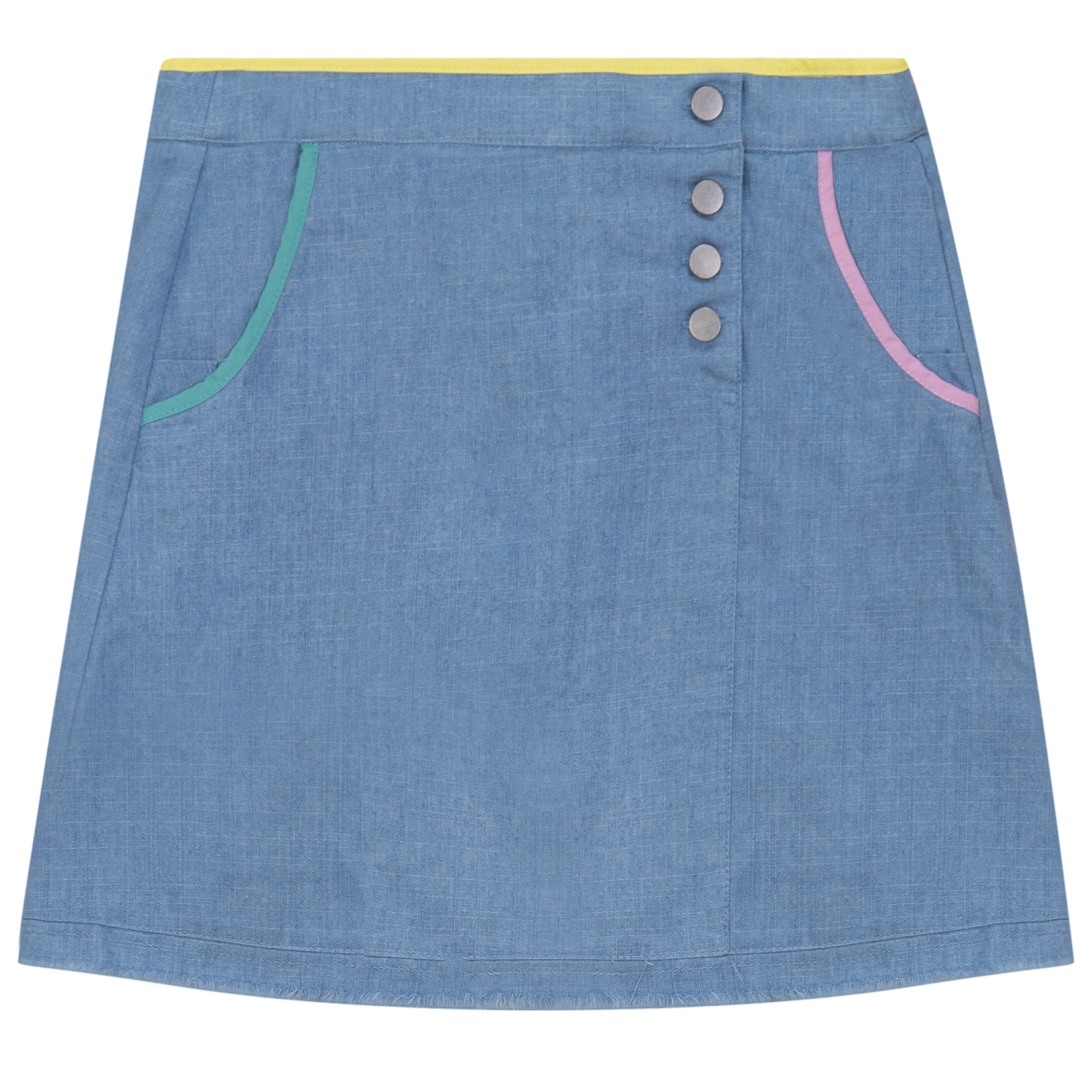 Woven Denim A-Line Skirt in Light Denim by FYI