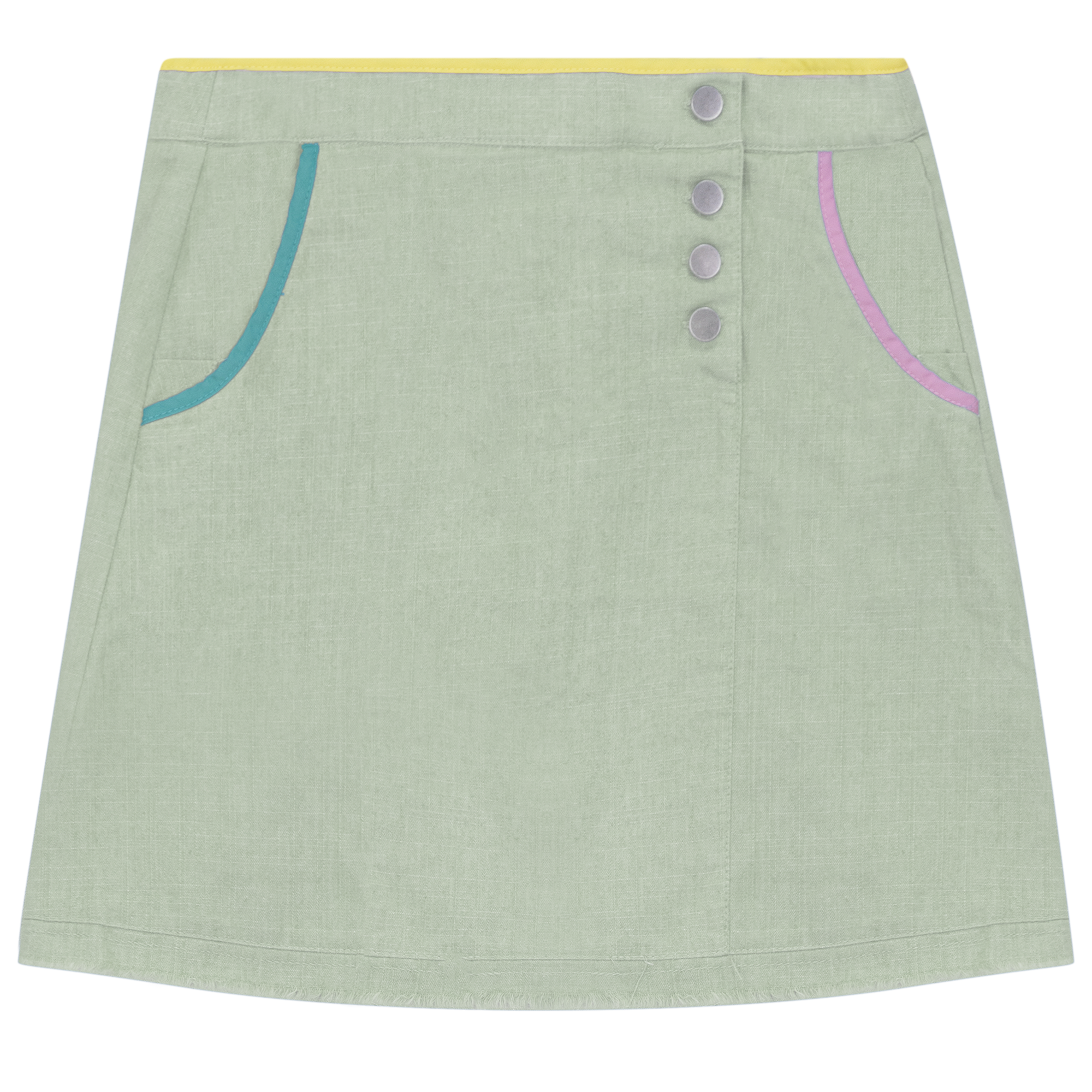 Woven Denim A-Line Skirt in Sage by FYI
