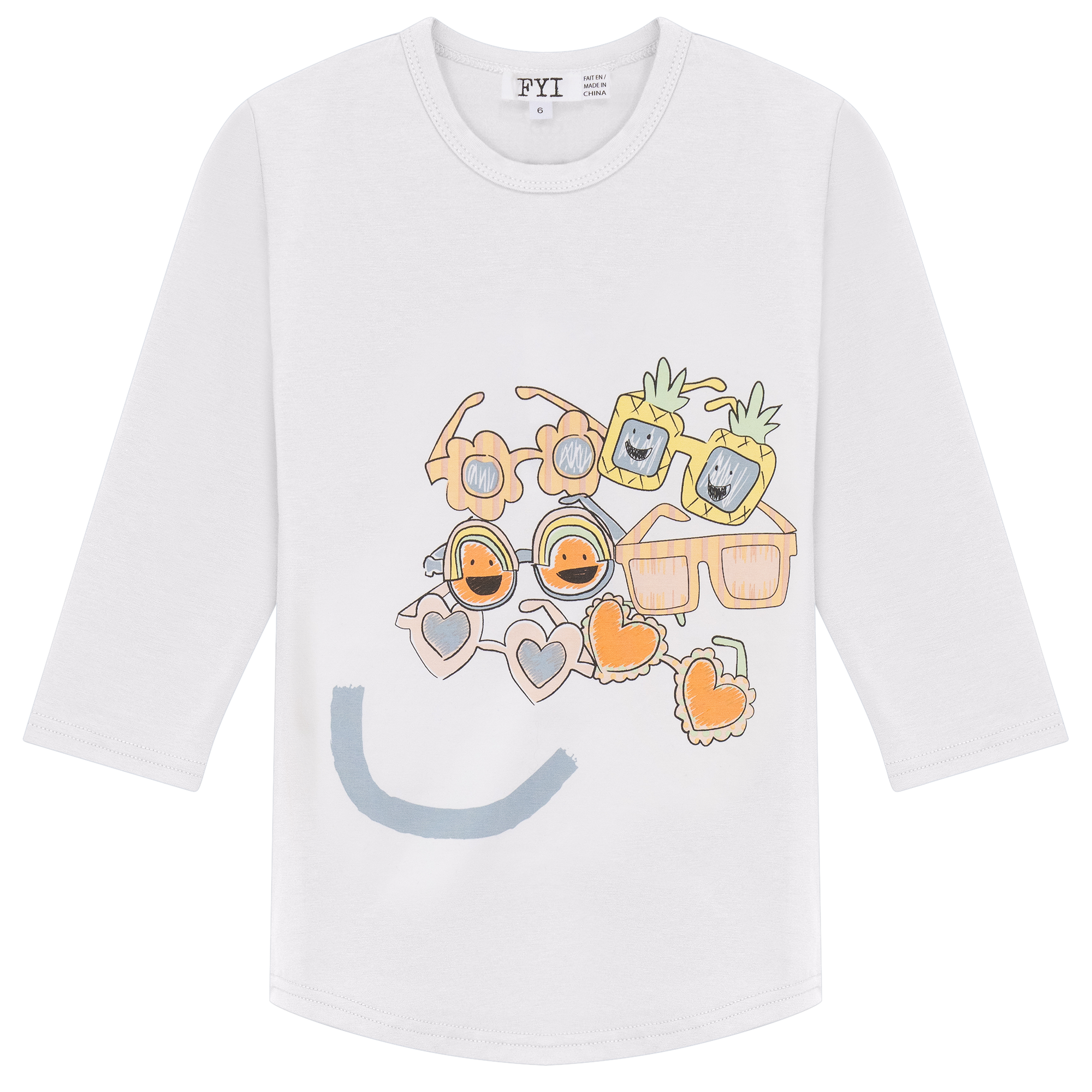 Smiley Sunglasses Print Tshirt in White by FYI