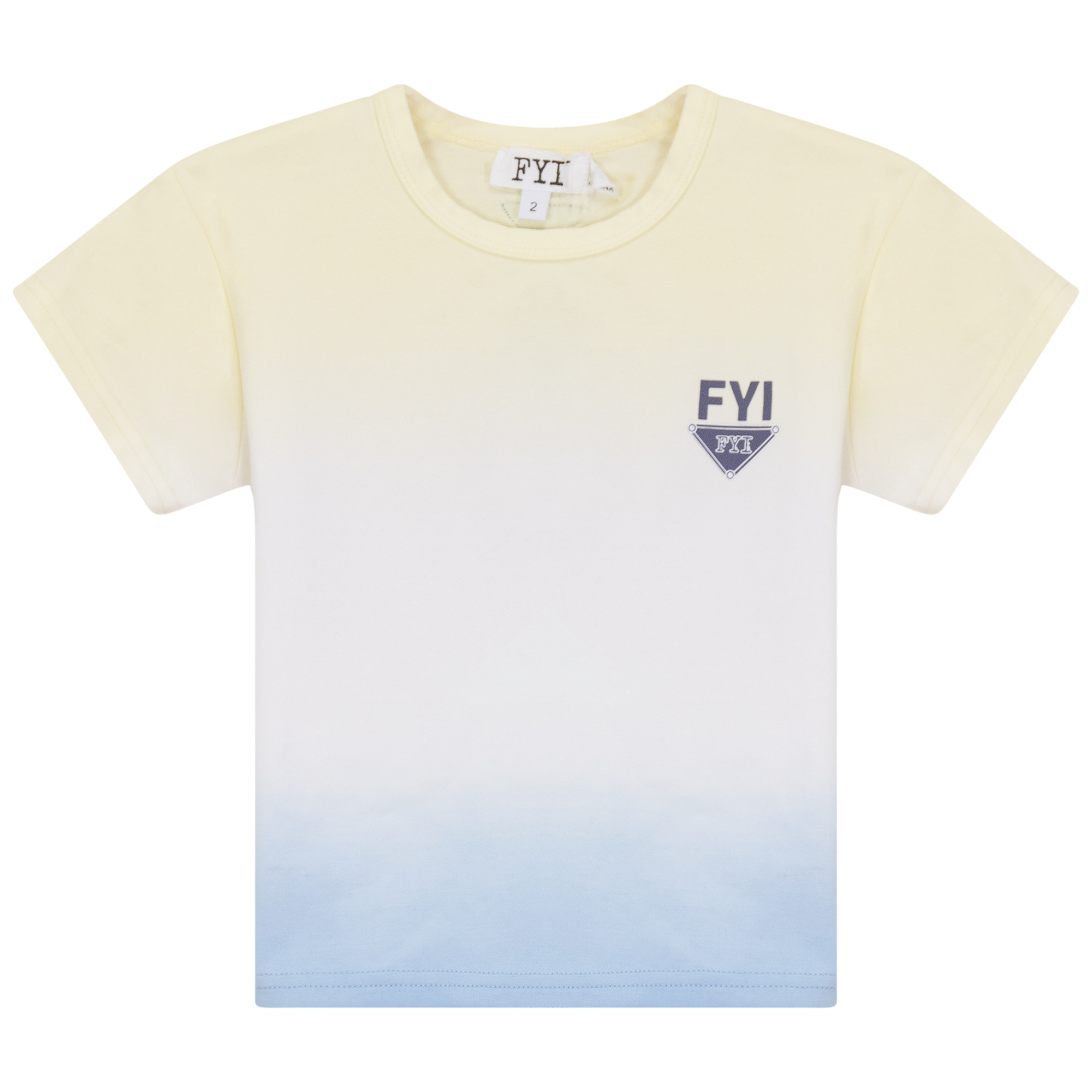 Dip Dye 3/4 Tshirt in Pale Yellow White Pale Denim by FYI