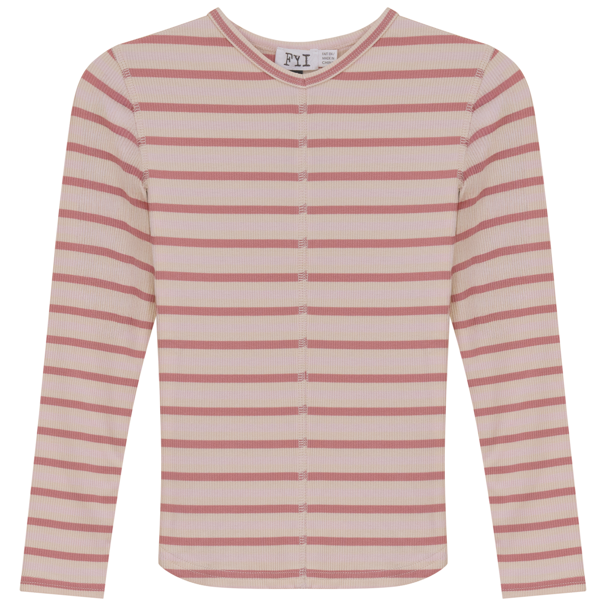 Striped Vneck Tshirt in Pink by FYI
