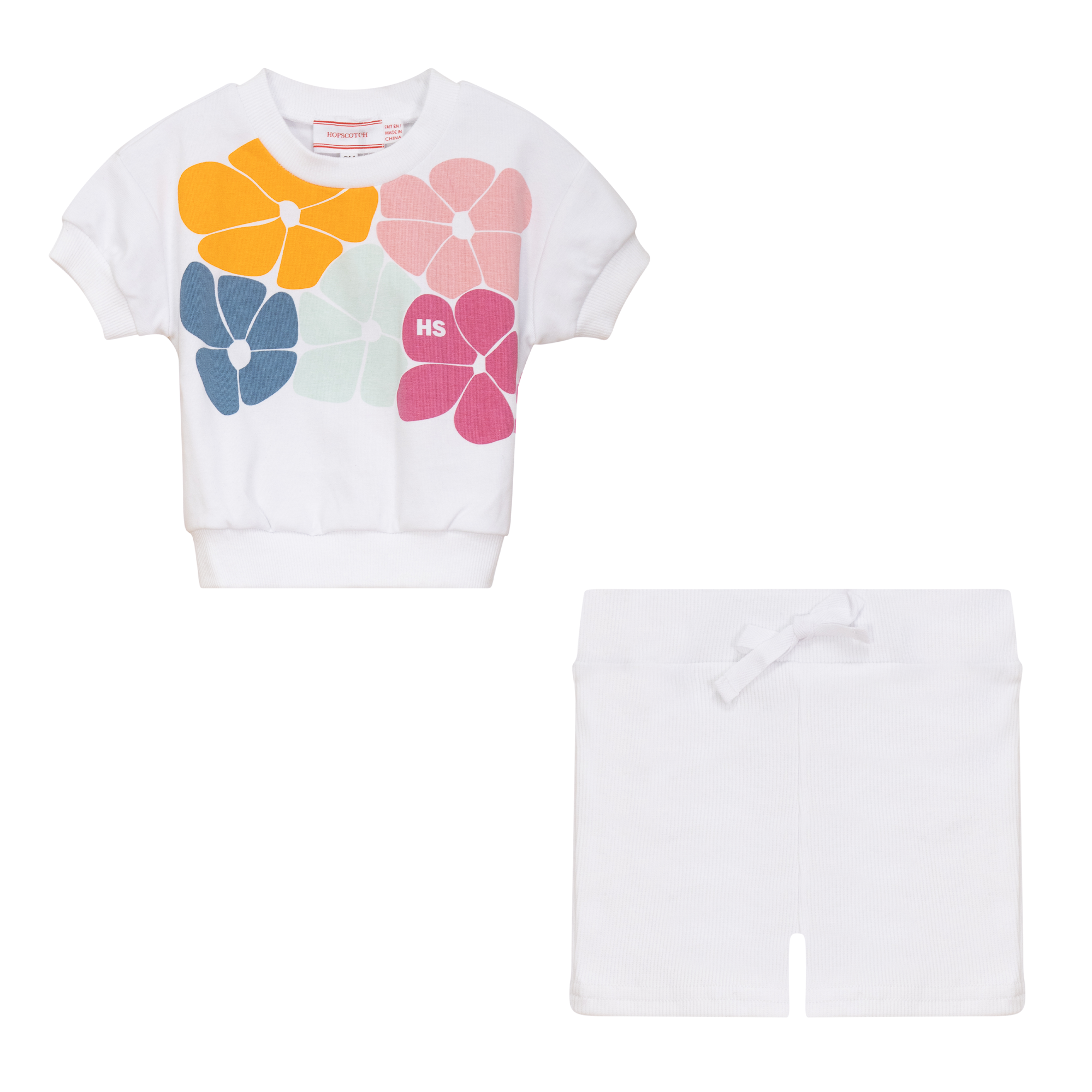 Flower Print 2Pc Set in White by Hopscotch