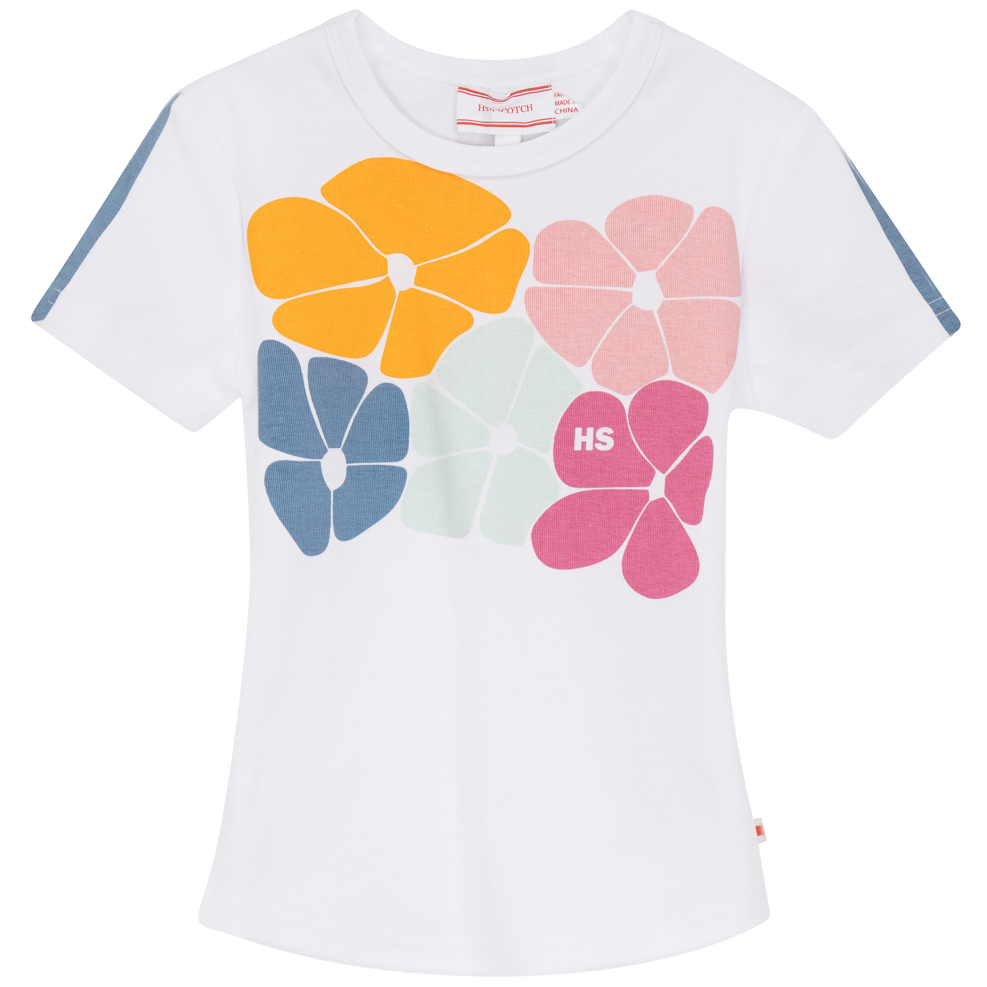 Multi Flower Print Top in White by Hopscotch