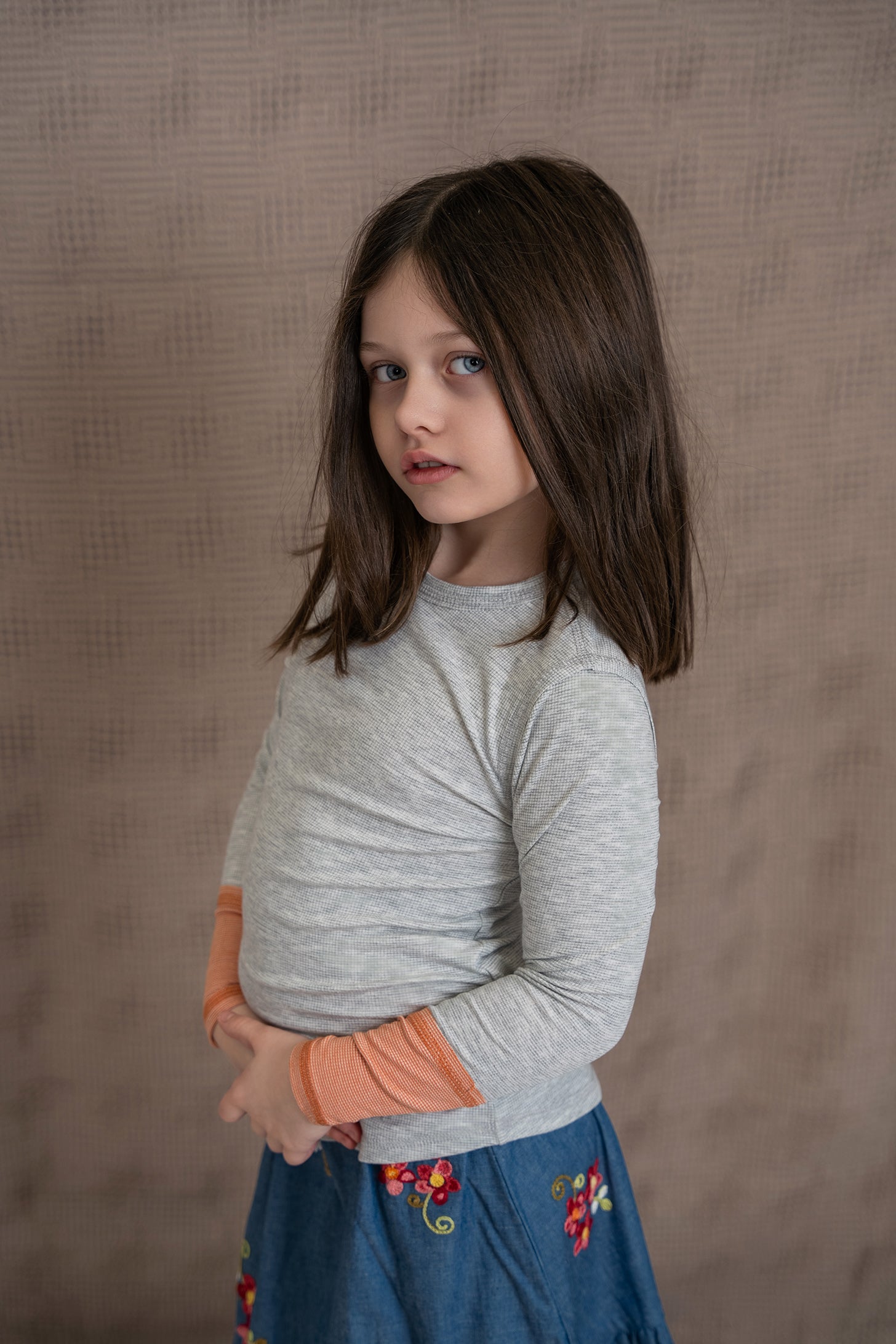 Woven Denim Flower Embroidered Skirt in by Hopscotch