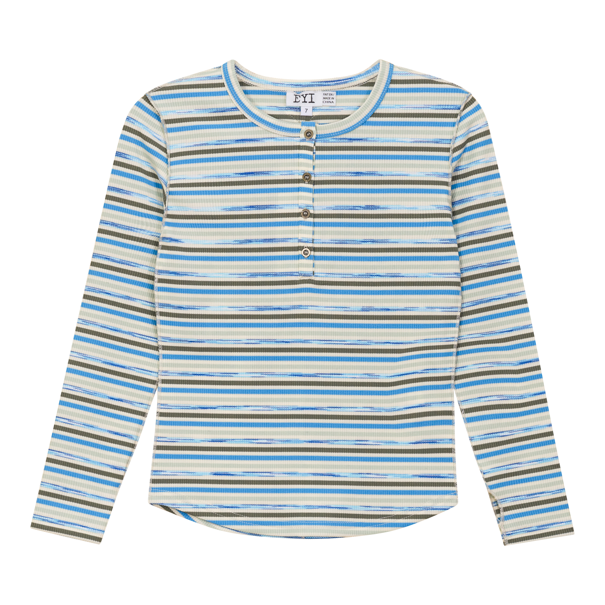 Multi Stripe Rib Top in Blue by FYI
