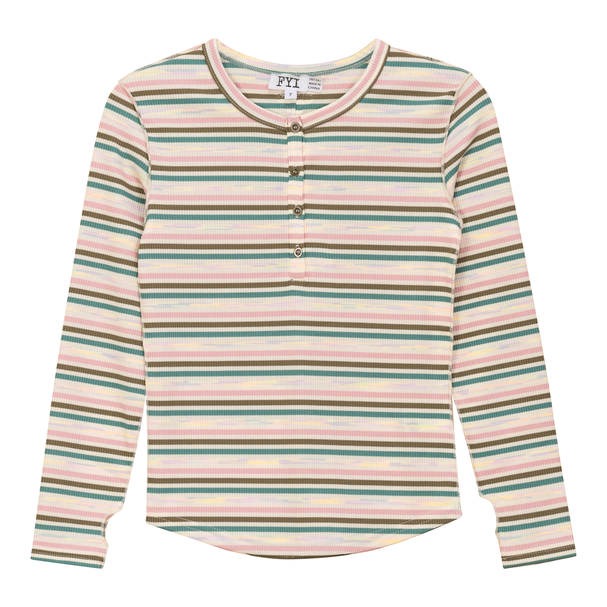 Multi Stripe Rib Top in Pink by FYI