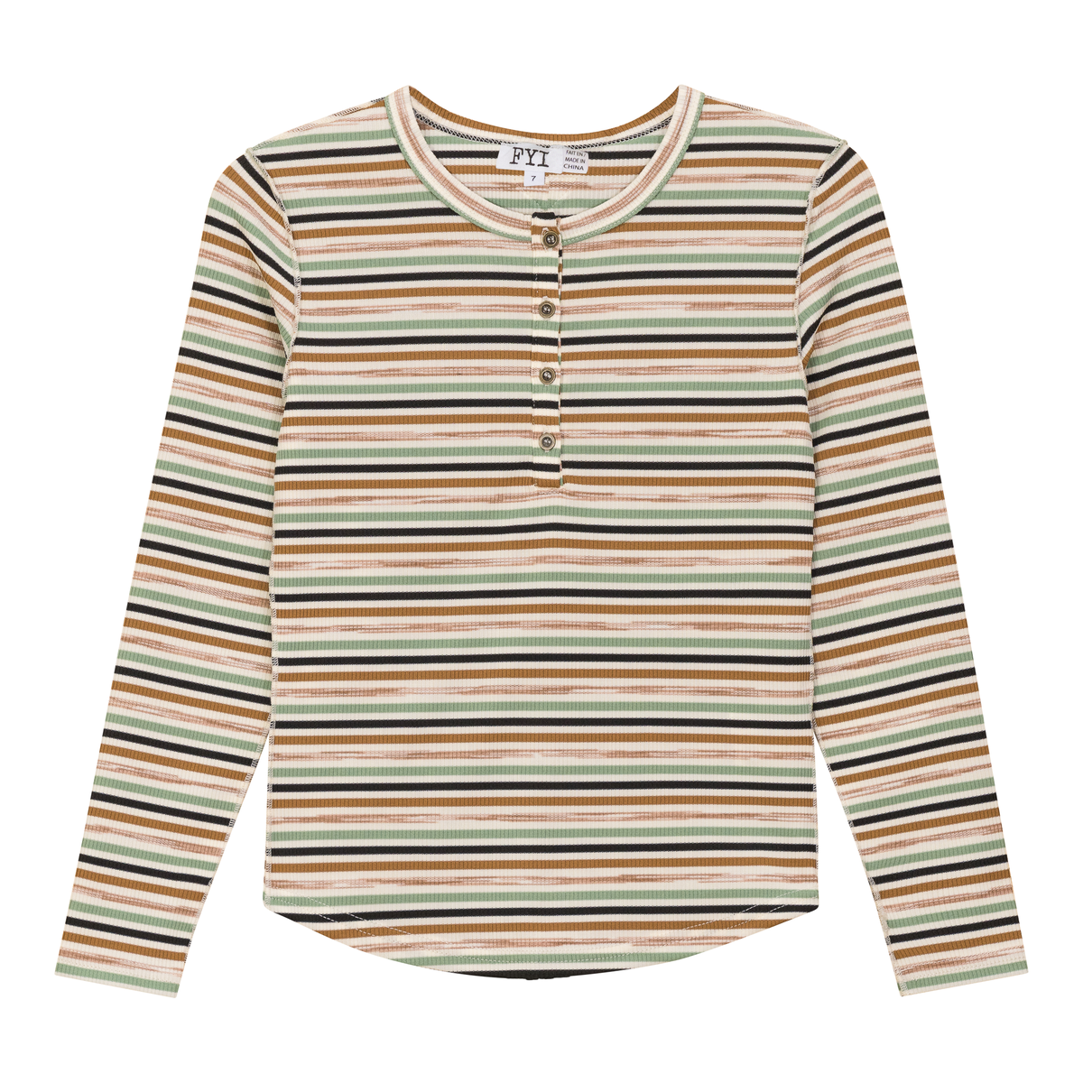 Multi Stripe Rib Top in Sage by FYI