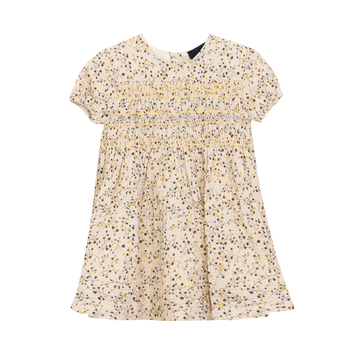 Crinkle Woven Flower Print Dress in Grey by Hopscotch