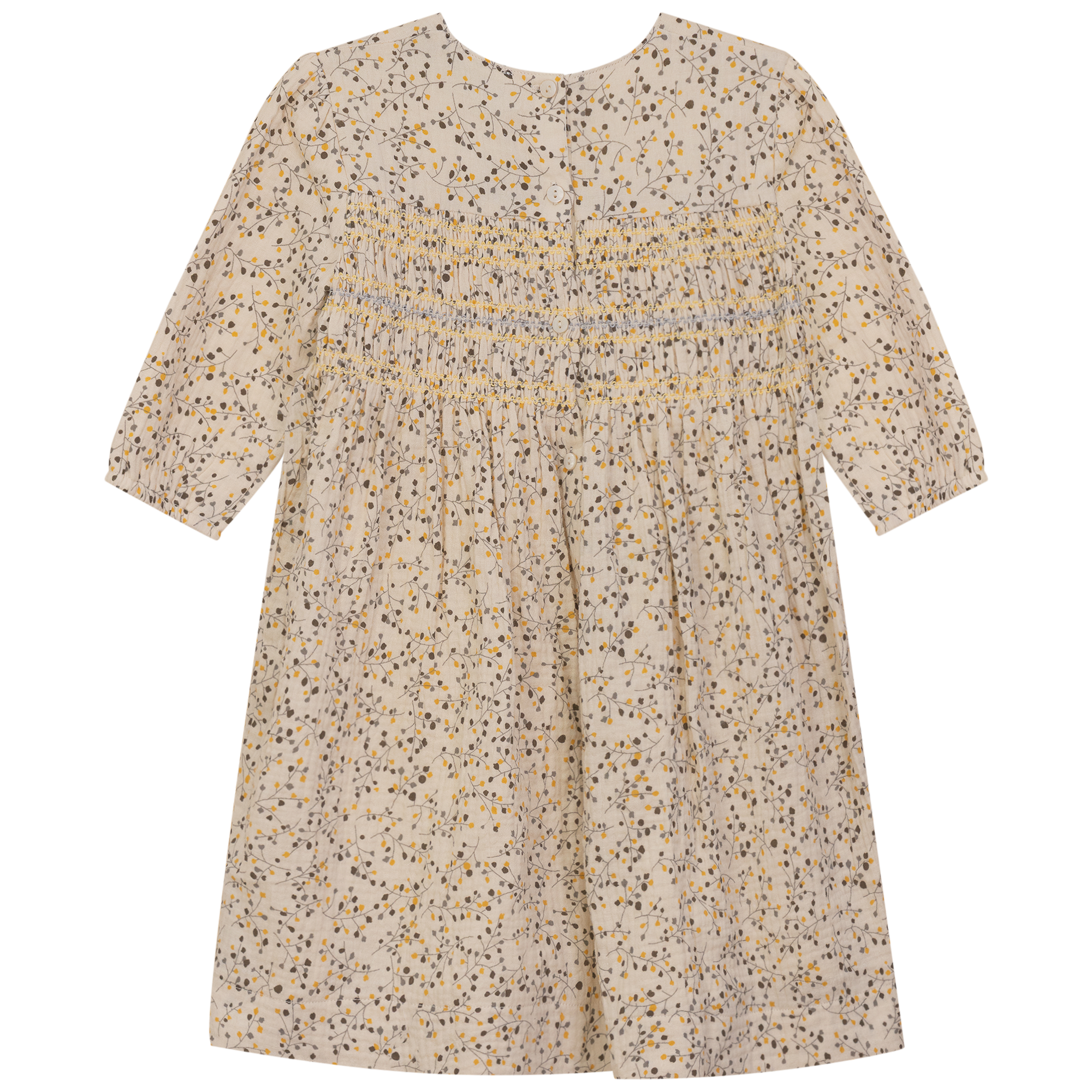 Crinkle Woven Flower Print Dress in Grey by Hopscotch