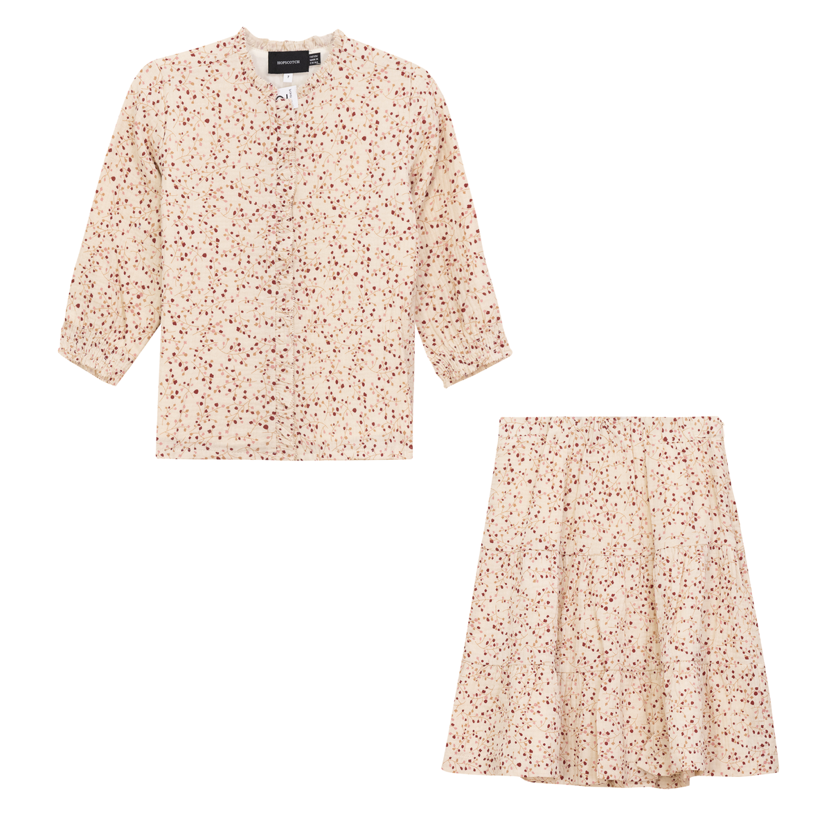 Crinkle Woven Flower Print 2Pc Set in Pink by Hopscotch