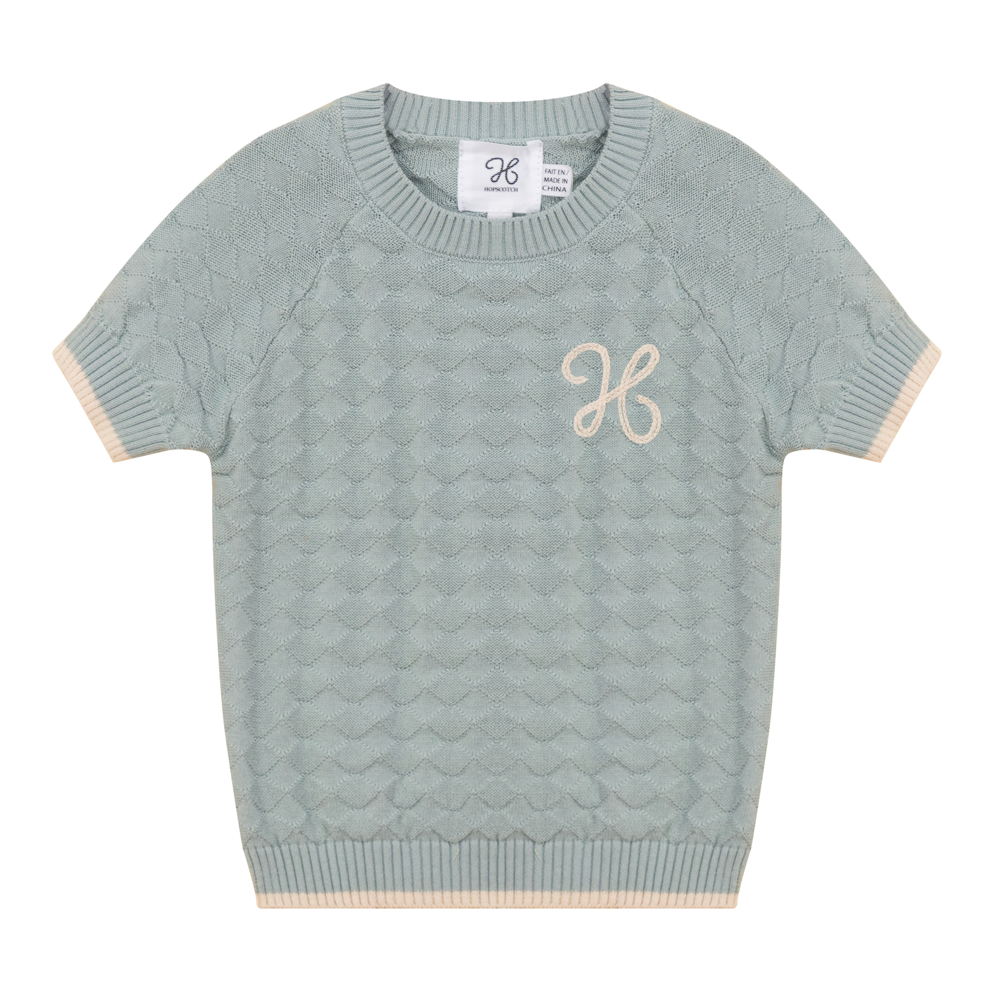 Diamond Textured Sweater in Mint by Hopscotch Script