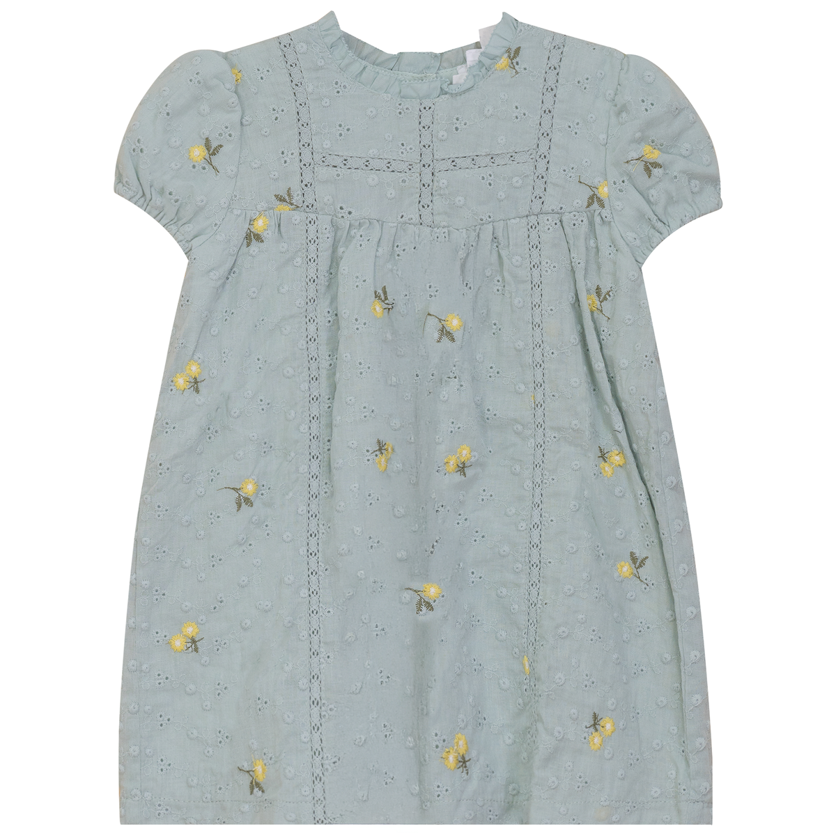 Lace Trim Flower Print Dress in Mint by Hopscotch Script