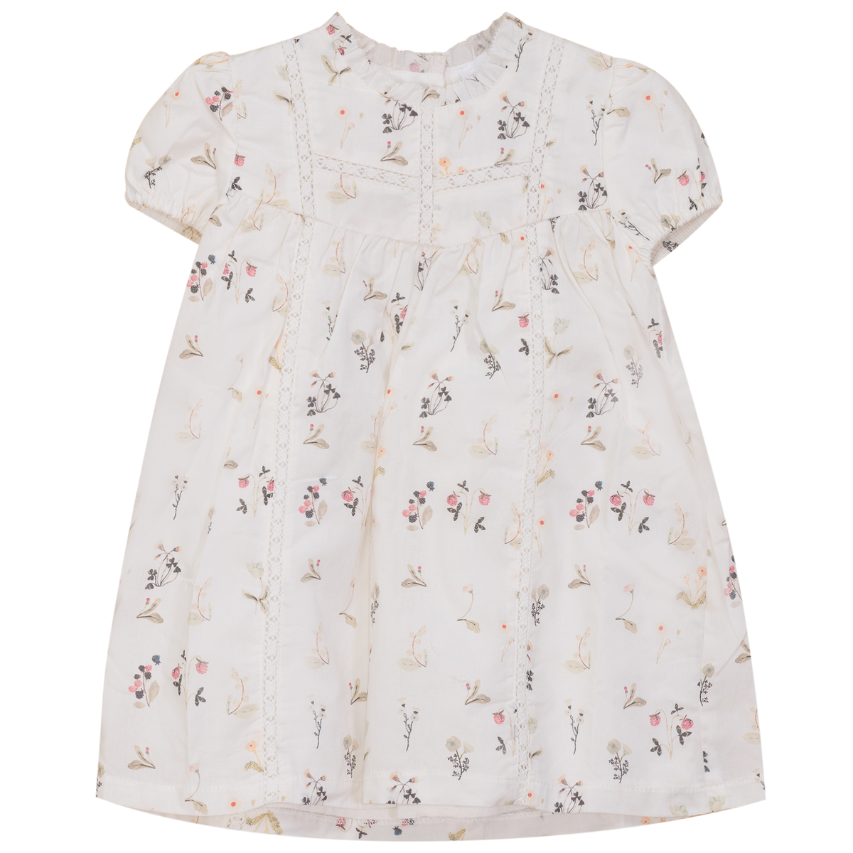 Lace Trim Flower Print Dress in Off White by Hopscotch Script