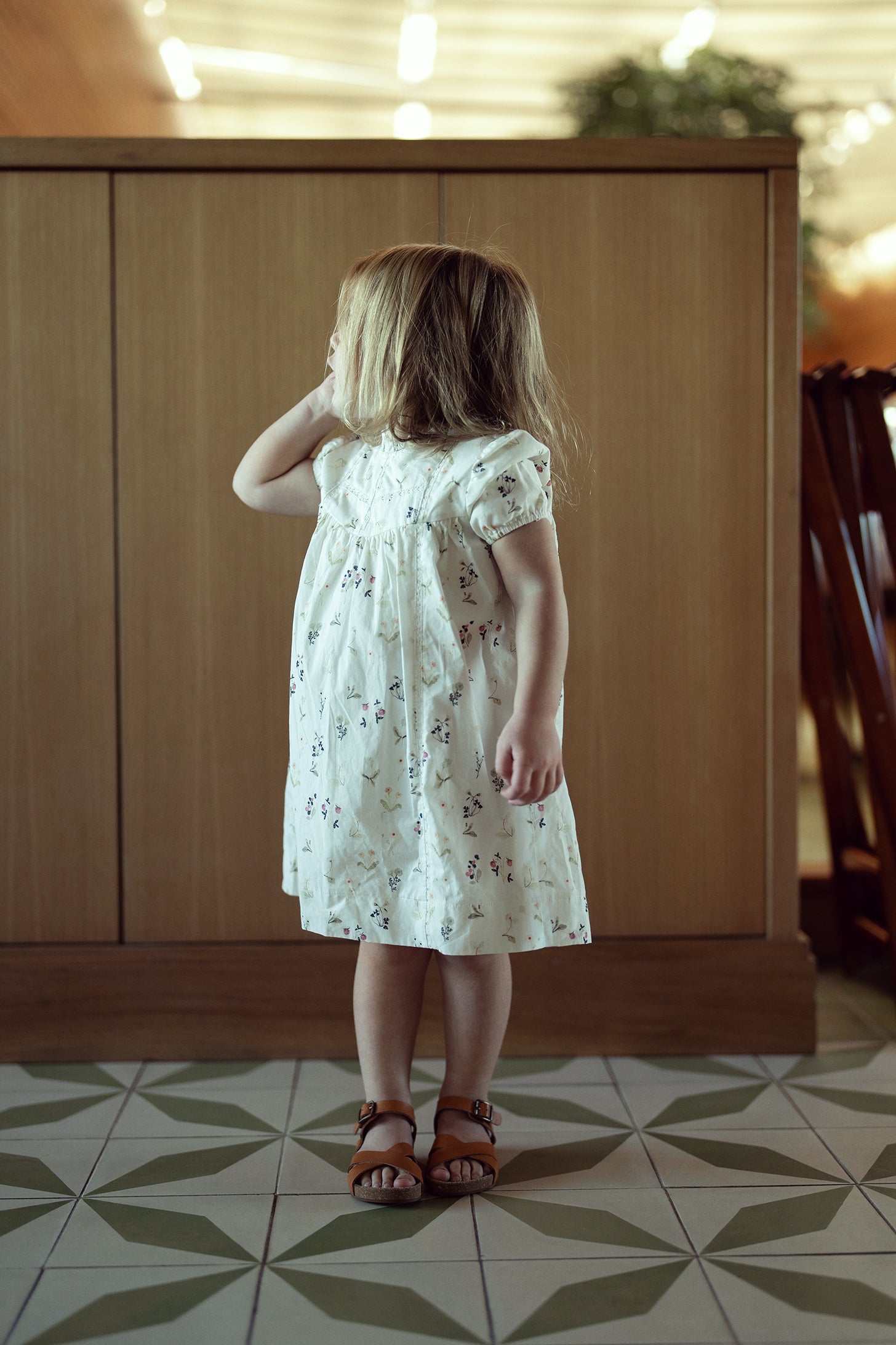 Lace Trim Flower Print Dress in by Hopscotch Script