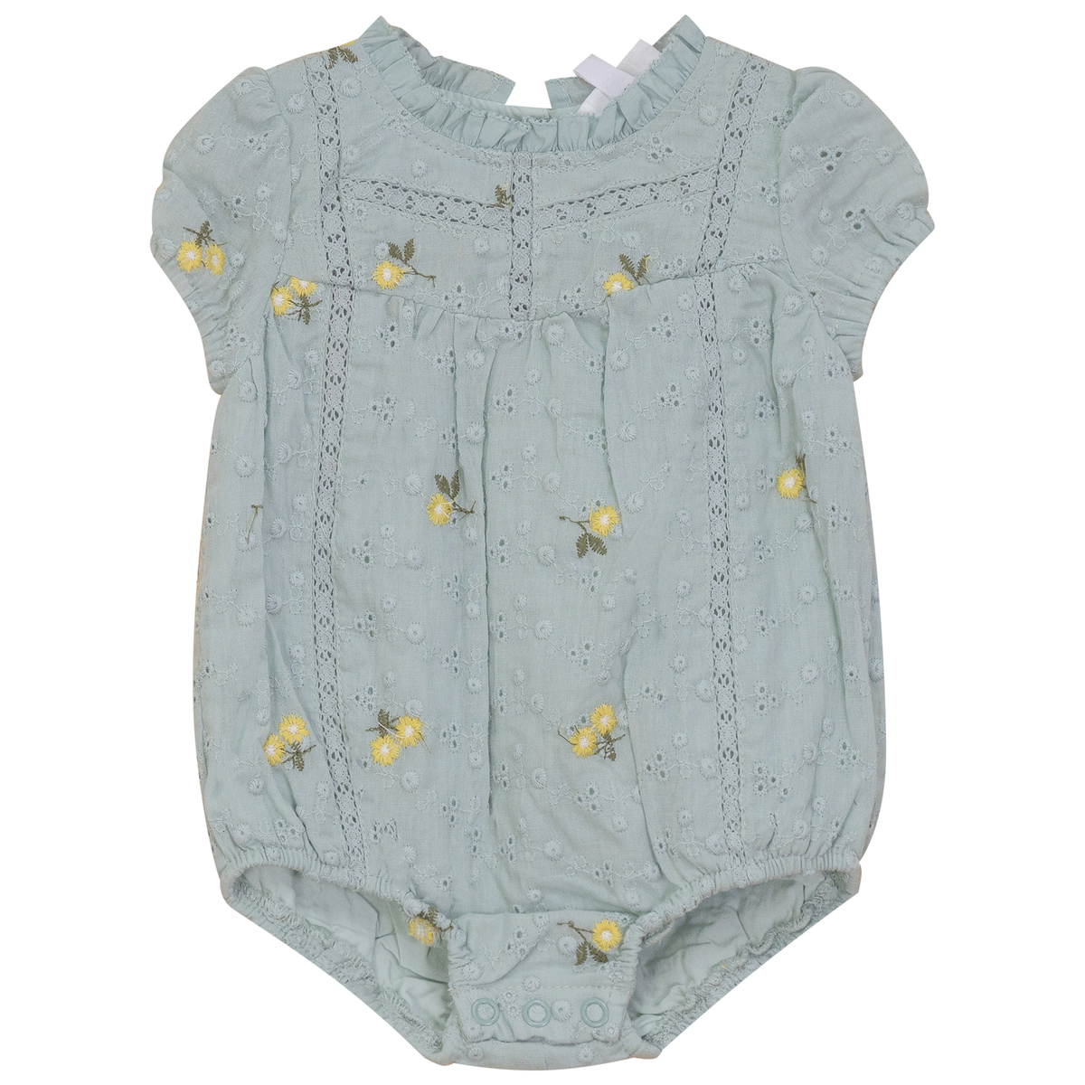 Flower Embroidered Bubble in Mint by Hopscotch Script