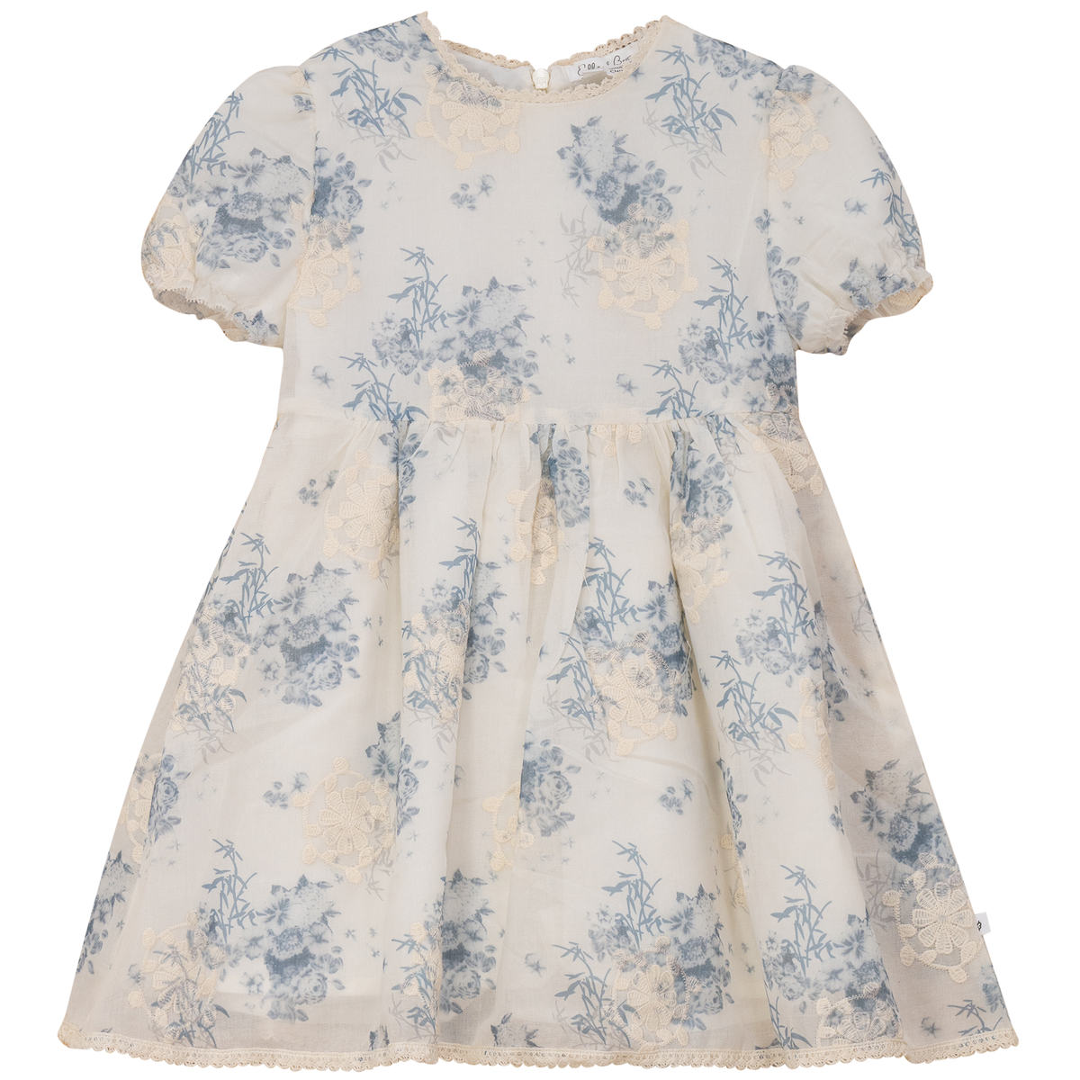 Woven Flower Embroidered Dress in Blue by Elle & Boo