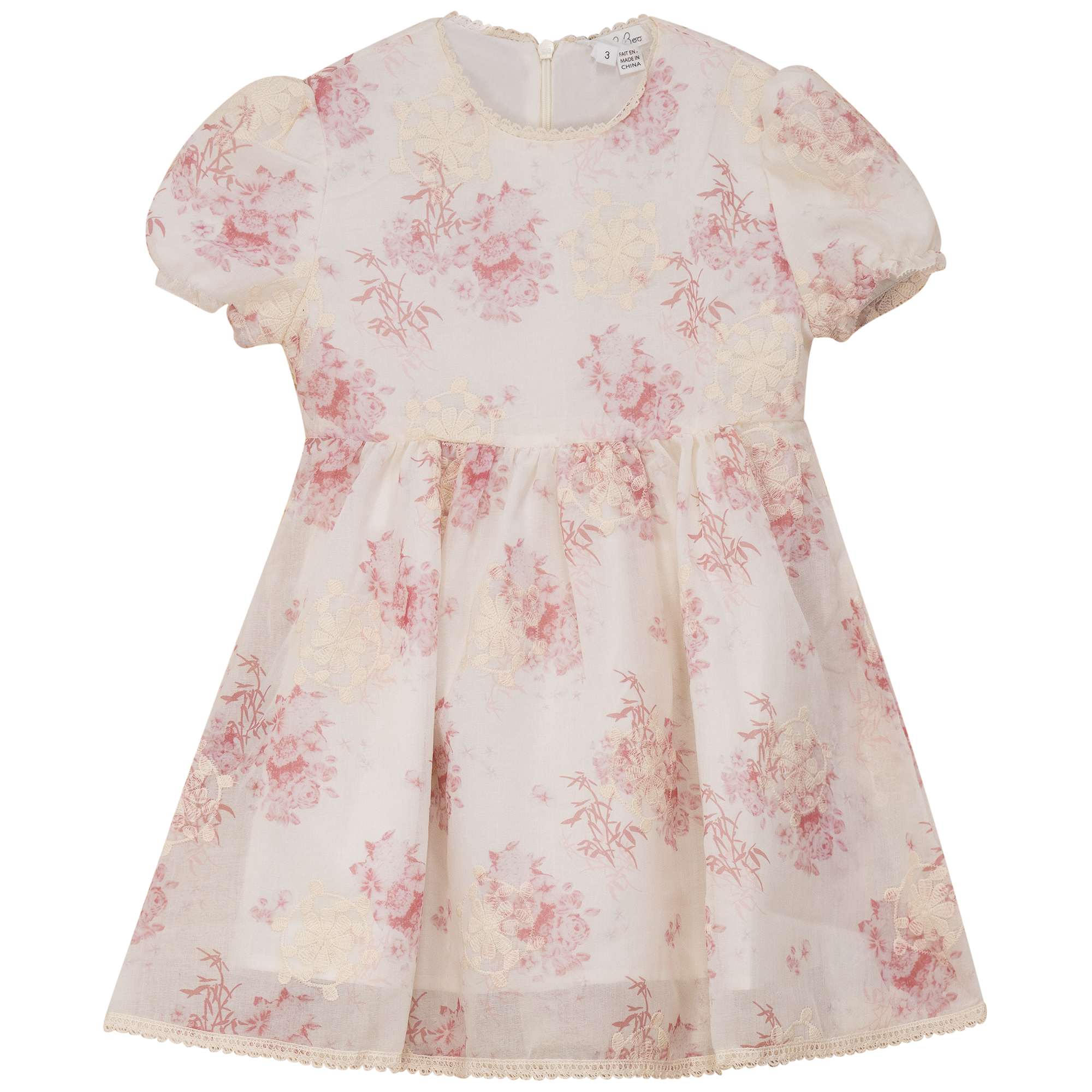 Woven Flower Embroidered Dress in Rose by Elle & Boo