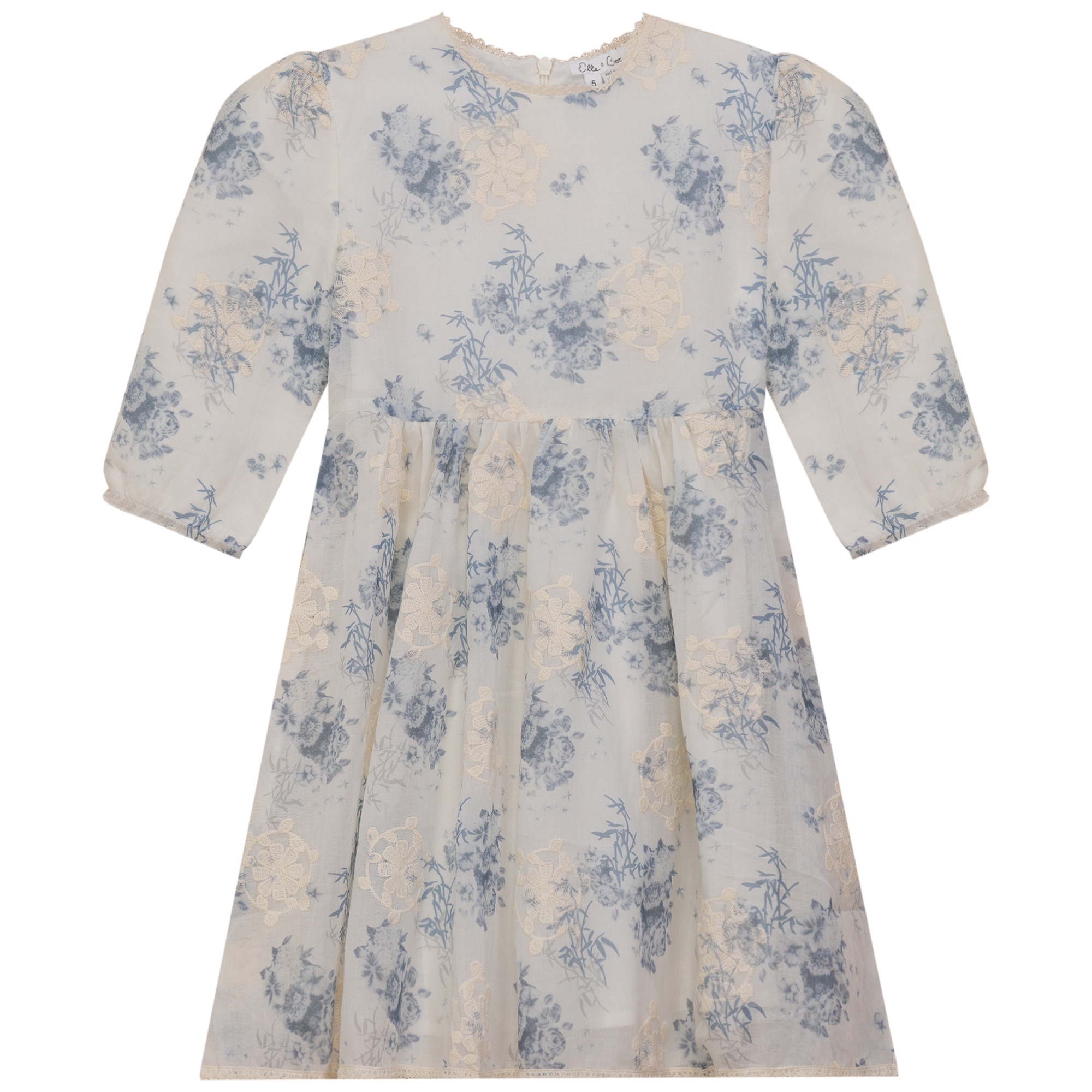 Woven Flower Embroidered Dress in Blue by Elle & Boo